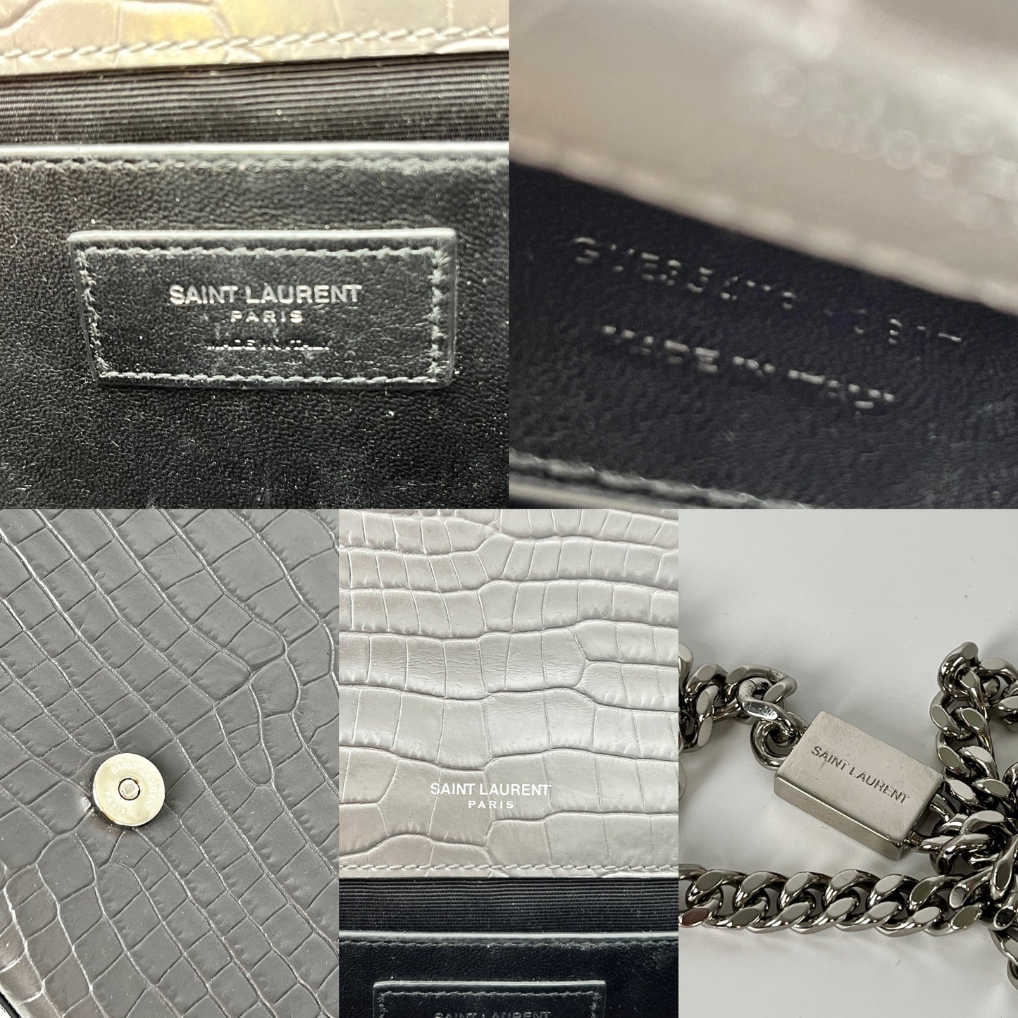 Saint Laurent Kate Gray Medium Embossed Tassel Shoulder Bag