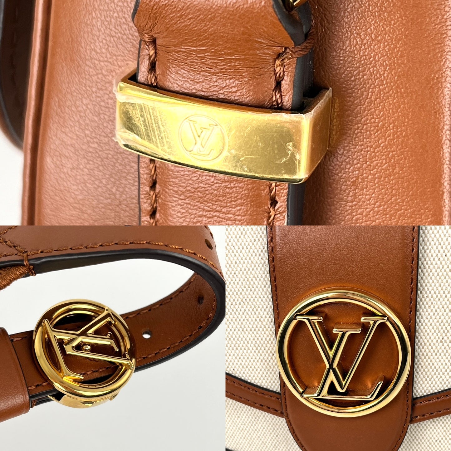 LOUIS VUITTON LV Post 9 Soft MM Brown Tan Canvas Leather Crossbody Shoulder Bag