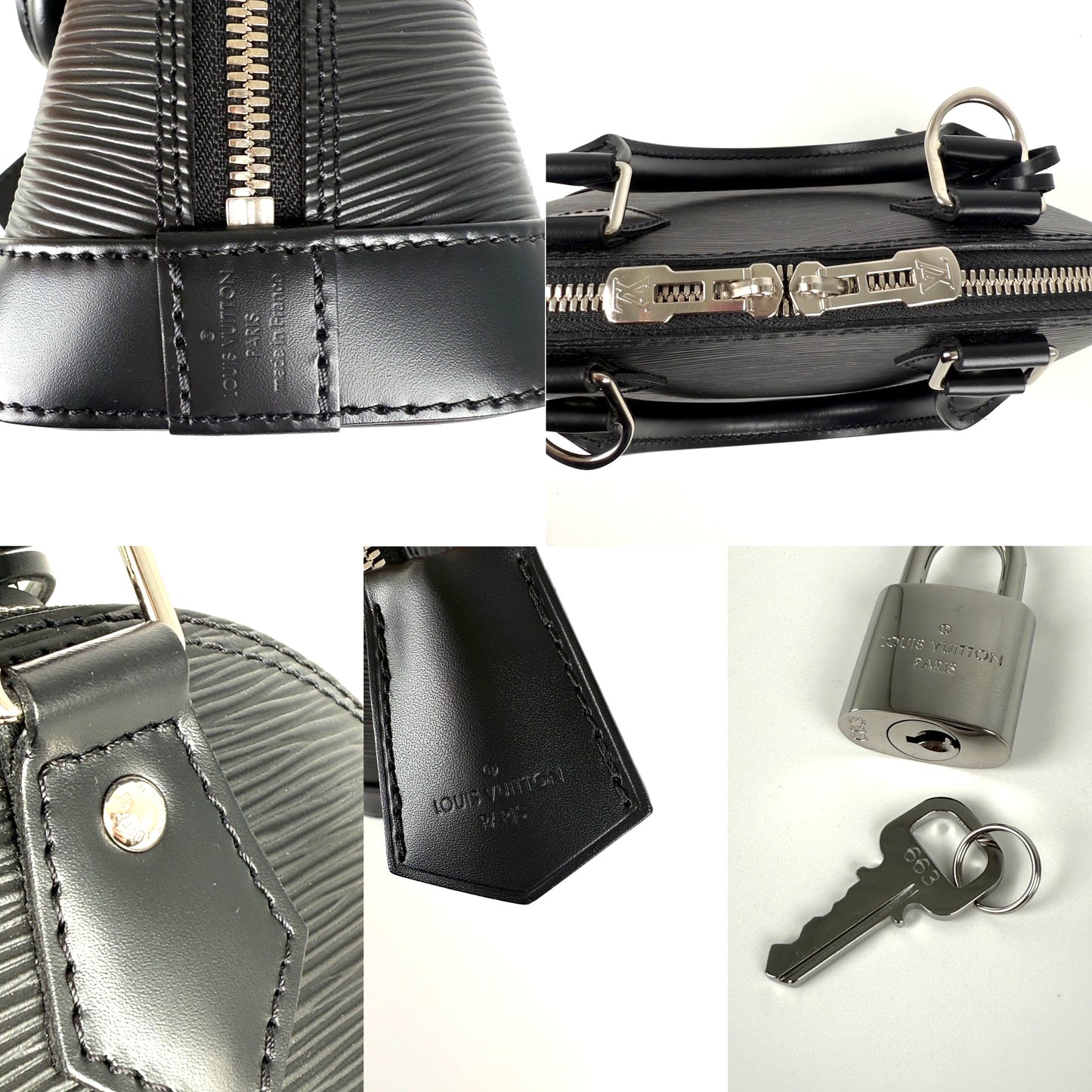 Louis Vuitton Alma BB Black Epi Leather Top Handle Crossbody Bag
