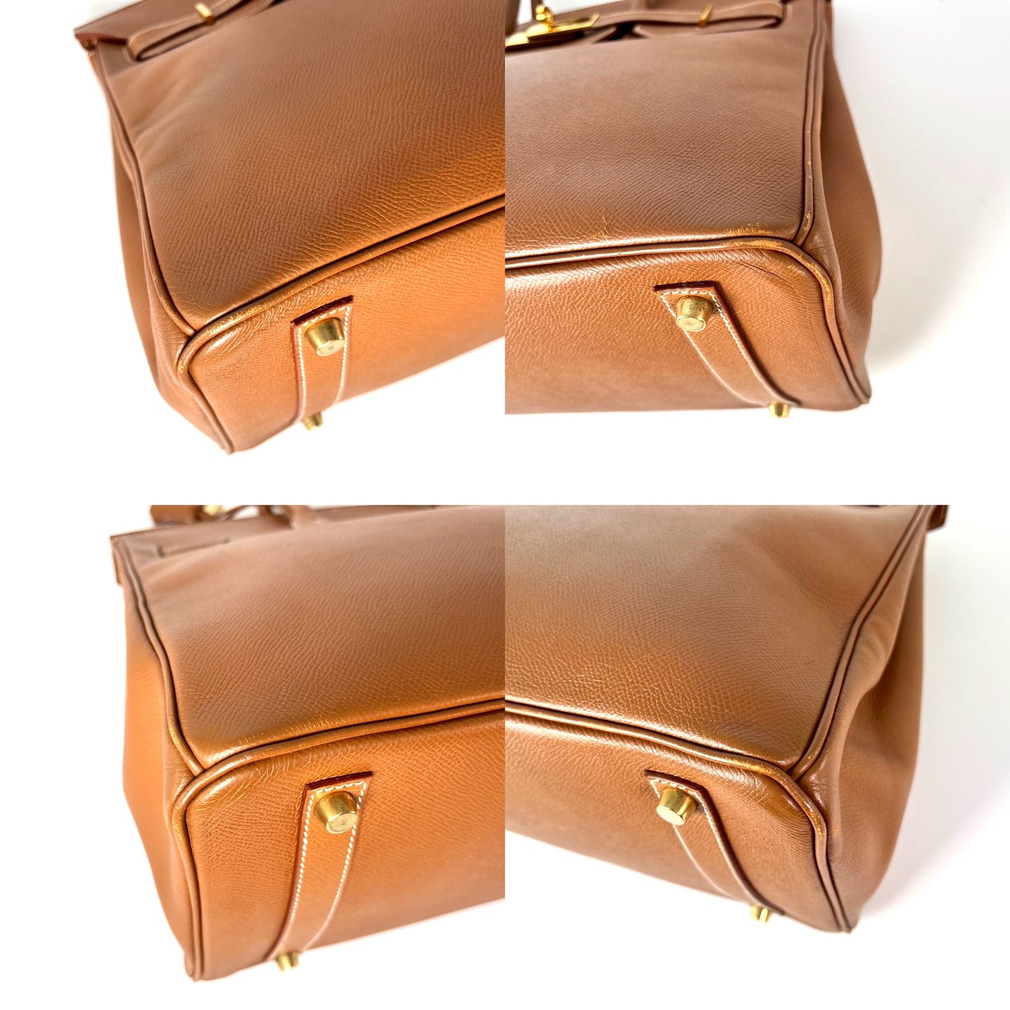 Vintage HERMES Birkin 35 Gold on Gold Courchevel Leather 1998 Satchel Bag