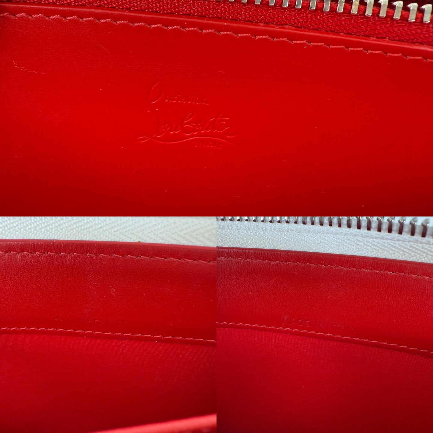 Christian Louboutin Panettone Spike Loubinthesky White Leather Neon Zip Continental Wallet