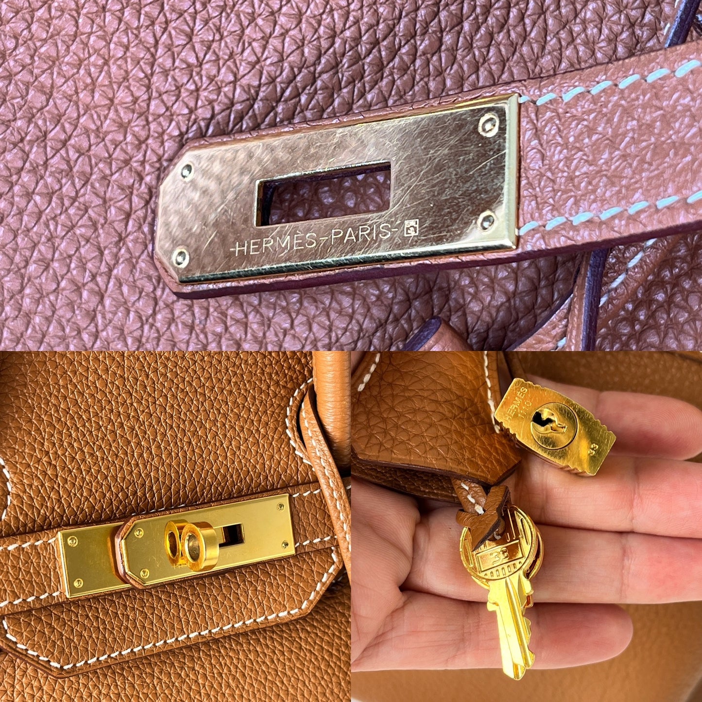 HERMES Togo Birkin 35 Gold on Gold Hardware Leather Bag