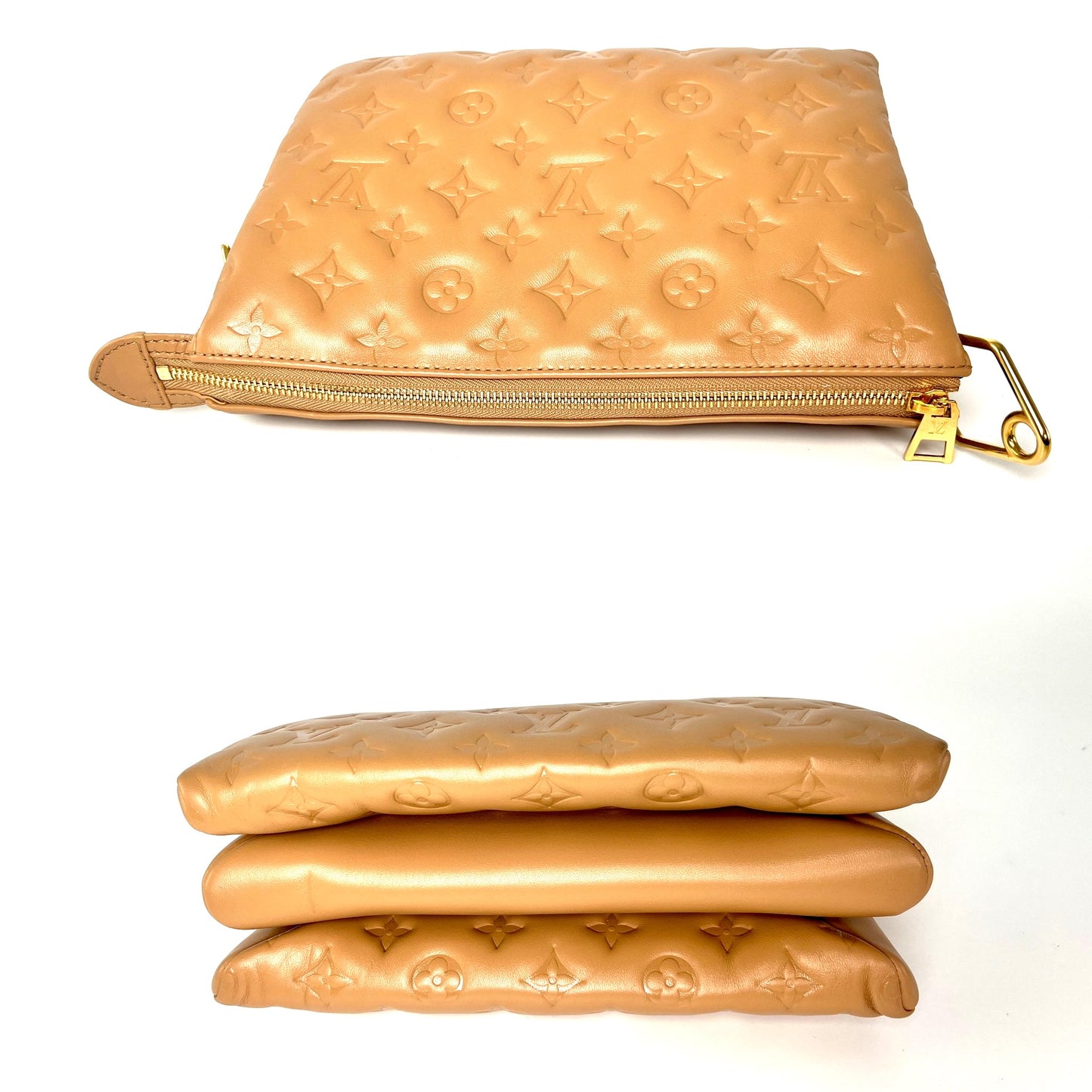 Louis Vuitton Coussin Camel Embossed Leather PM Bag