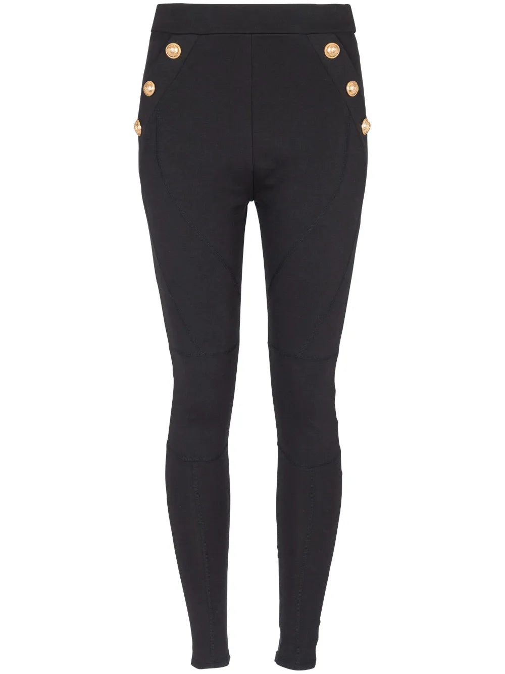 Balmain Side Button Black Classic Jersey Leggings Pants L