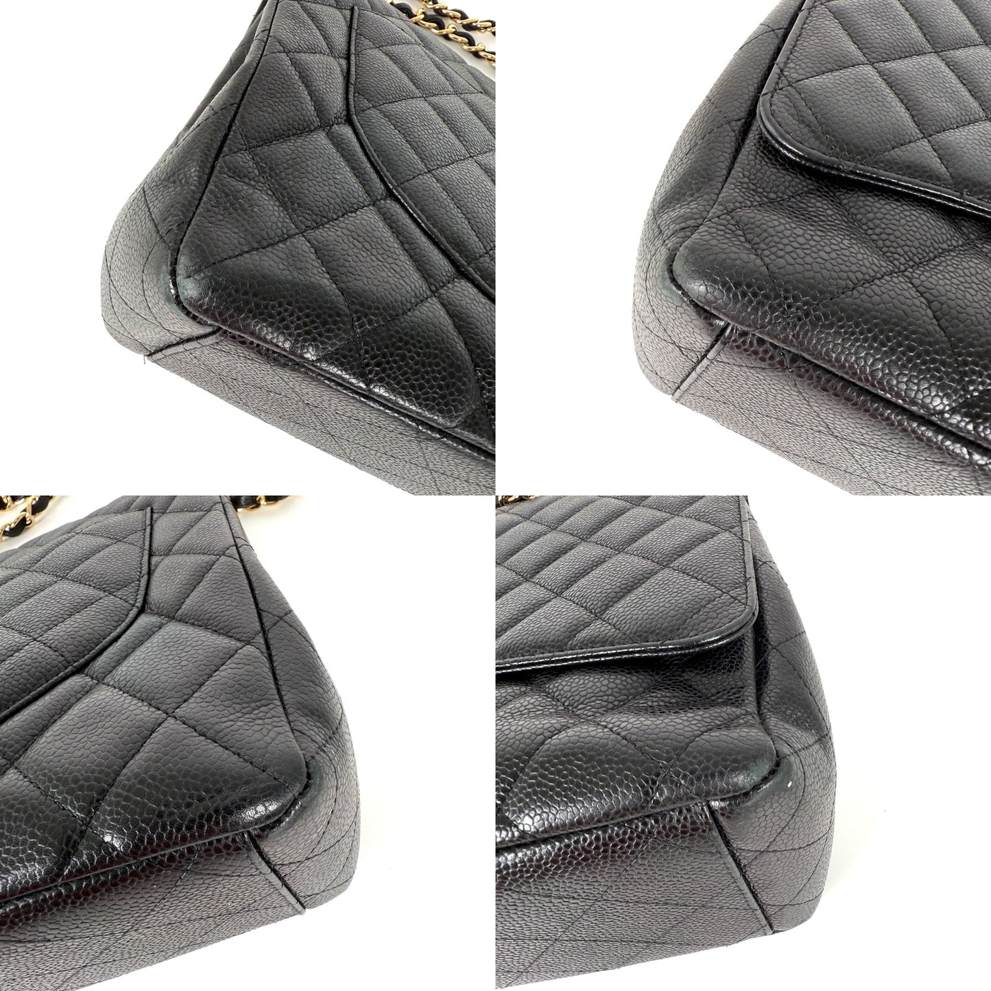 CHANEL Maxi Jumbo Classic Black Caviar Quilted Gold Hardware Single Flap Shoulder Crossbody Bag