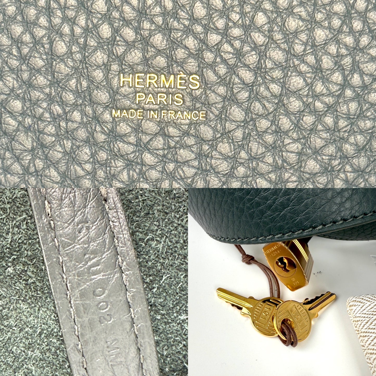 New HERMES Picotin Lock 22 MM Vert Mangrove Green Taurillon Clemence Satchel Top Handle Bag