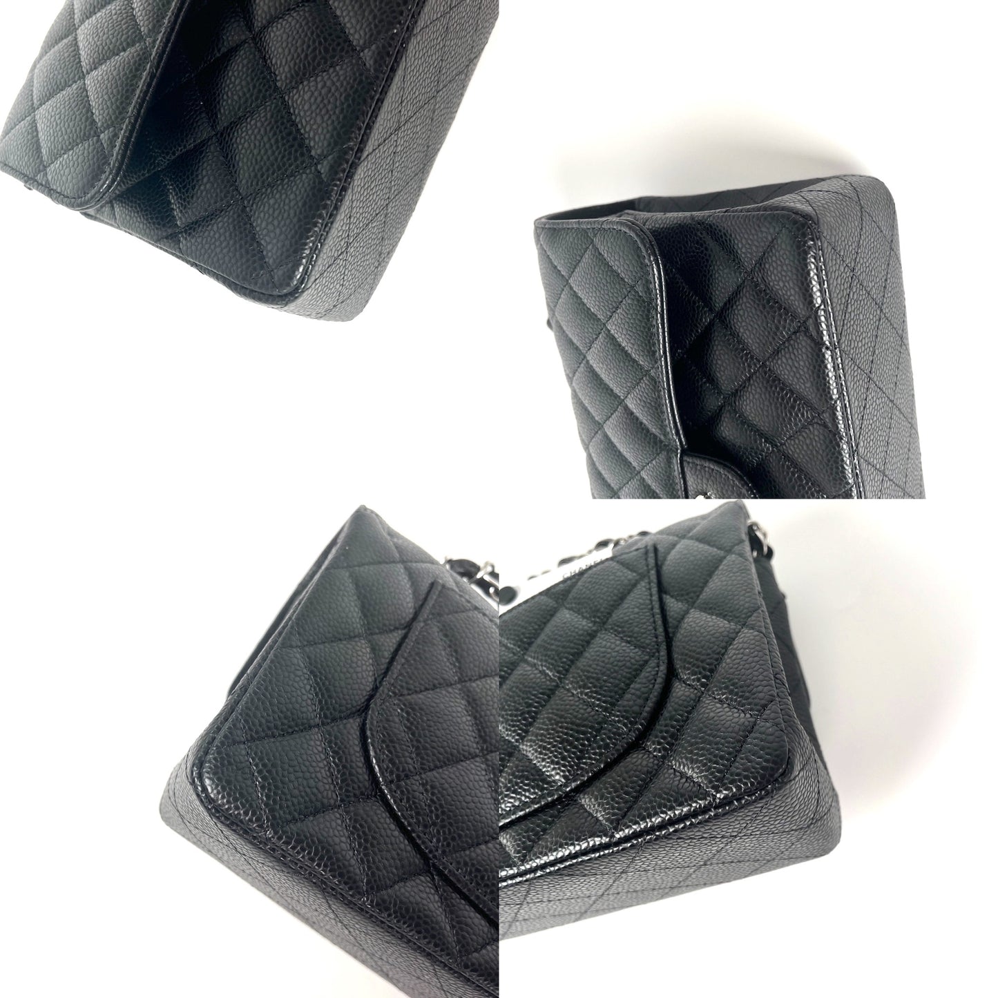 New CHANEL Black Small Quilted Caviar Leather Double Flap Shoulder Bag