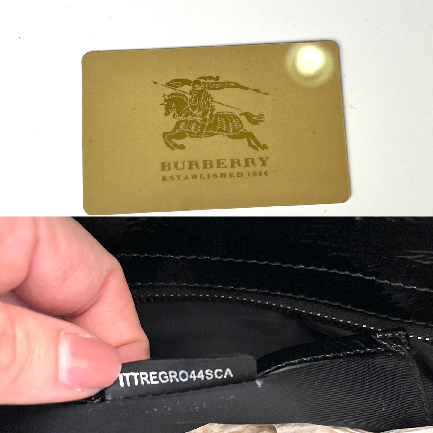 Burberry Nylon Leather Black Beat Check Lowry Tote Bag