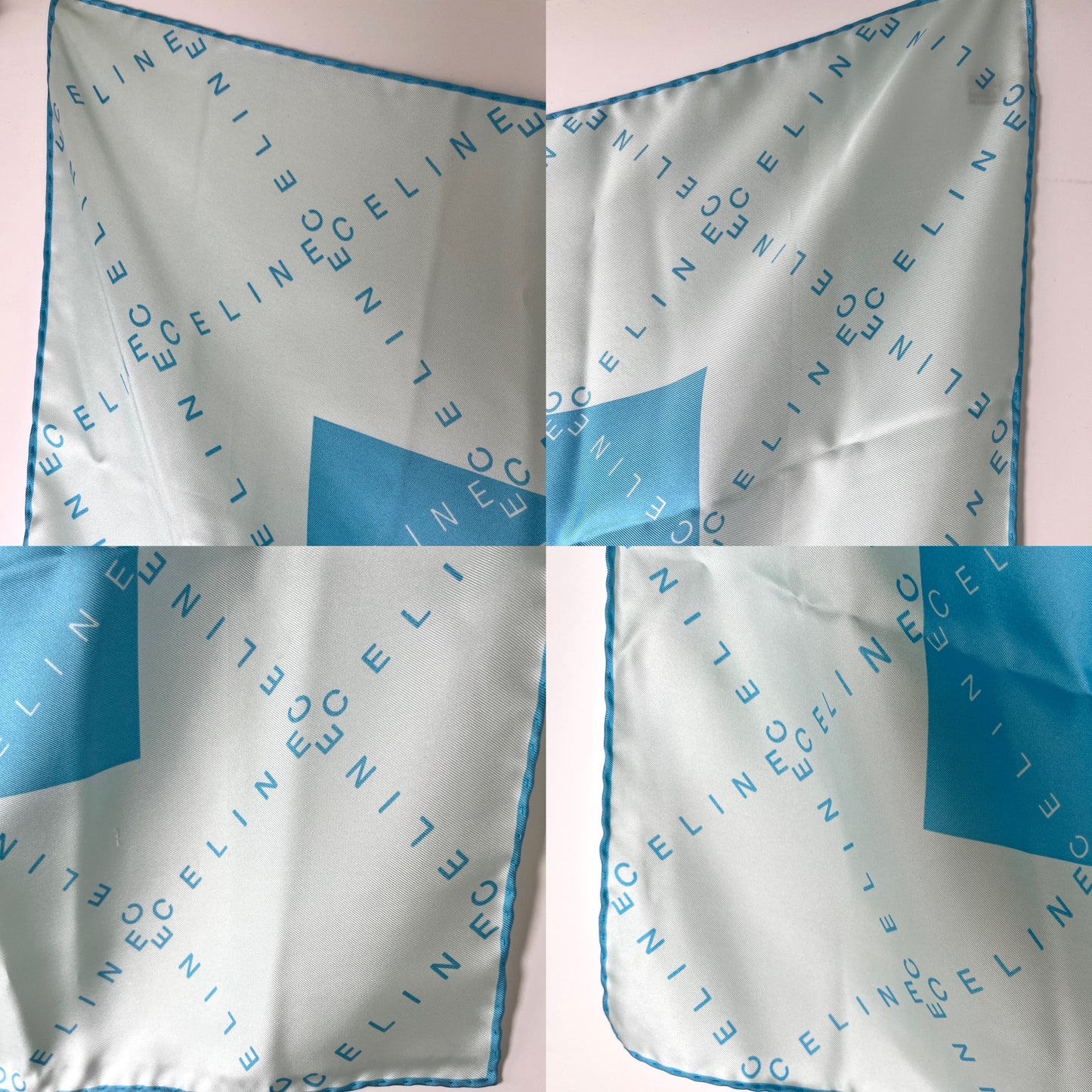 Celine Silk Light Blue Print Square Scarf