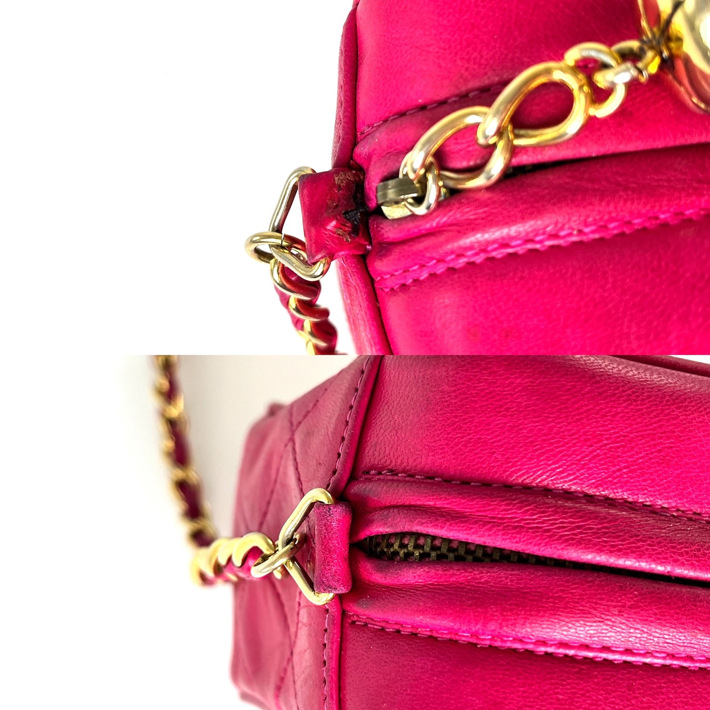 CHANEL Vintage Tassel Pink Leather Quilted Crossbody Camera Case Bag