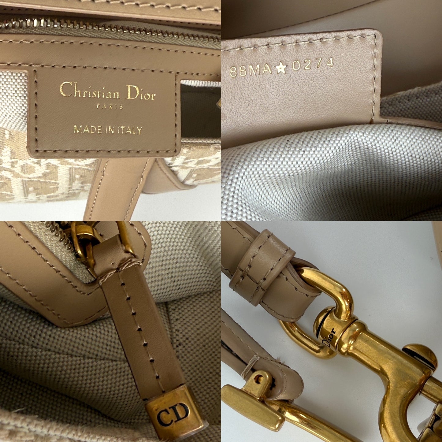 Christian Dior Beige Oblique 2024 Jacquard Monogram Leather Saddle Shoulder Crossbody Bag