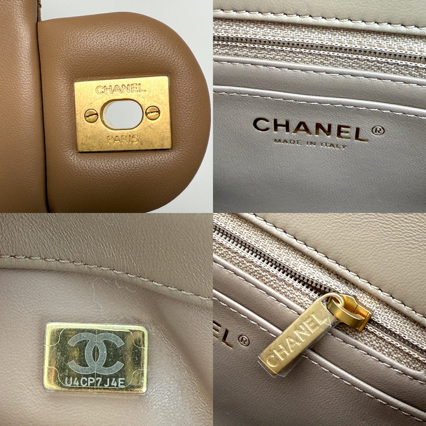 New CHANEL Mini Pearl Crush Lambskin Quilted Dark Beige Flap Crossbody Bag