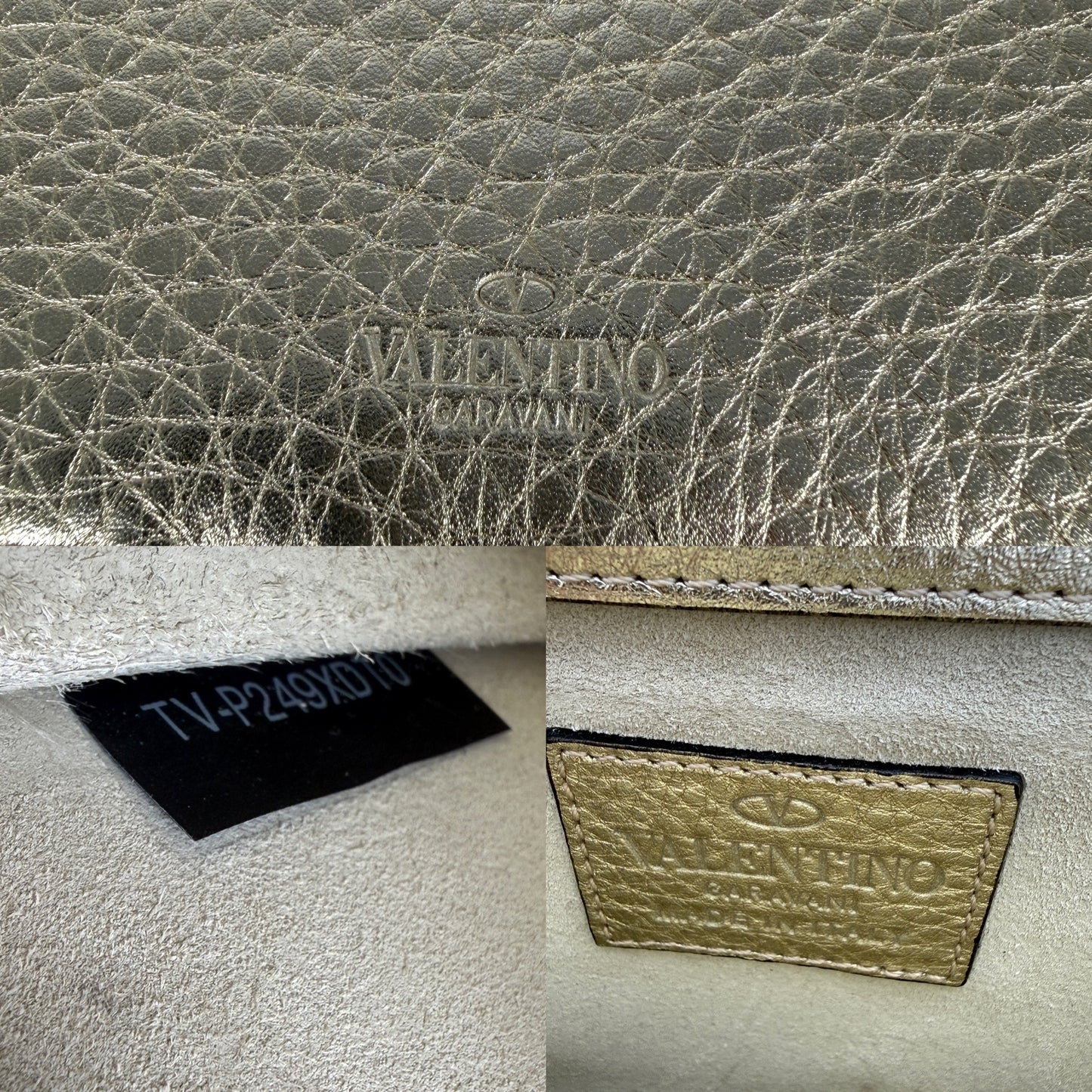 Valentino Garavani Rockstud Gold Leather Chain Crossbody Wallet on the Chain Bag