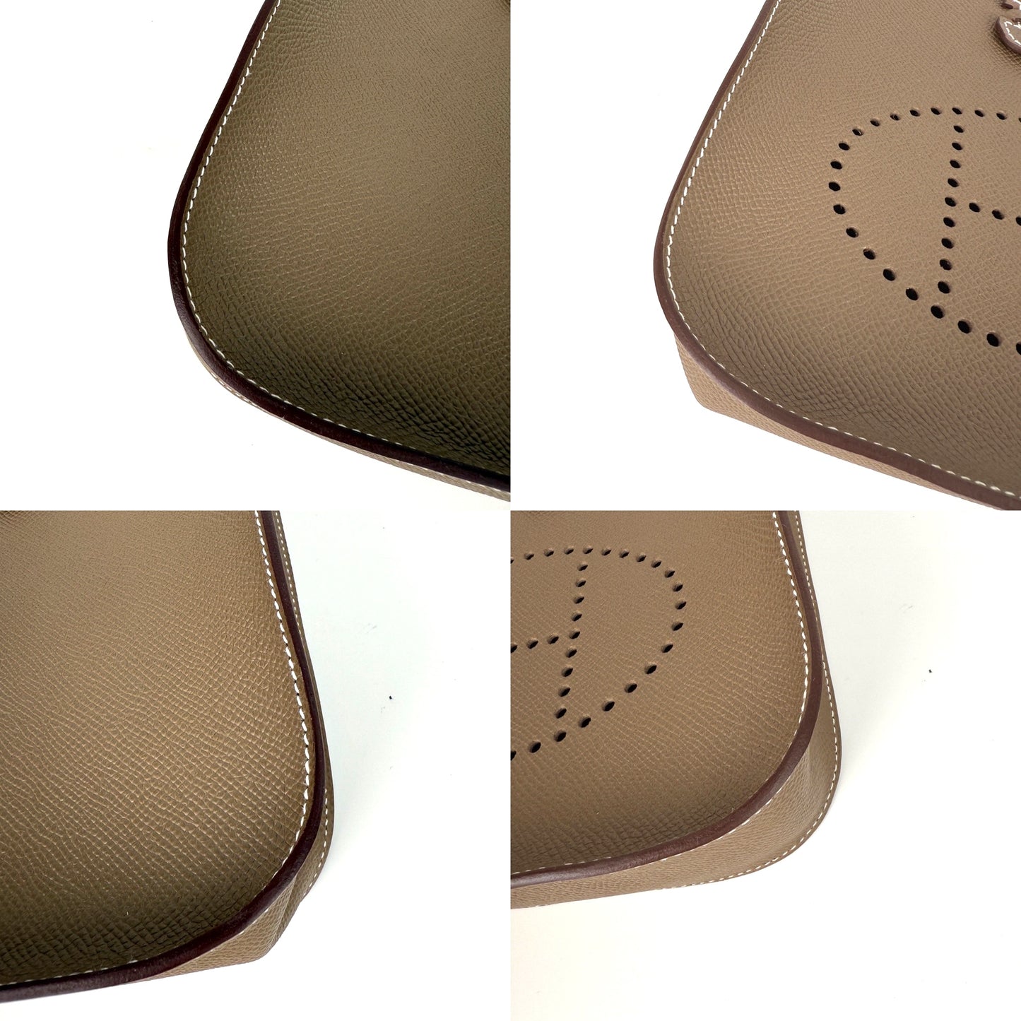 New HERMES Mini Evelyne Sellier TPM 16 Etoupe Leather Crossbody Bag