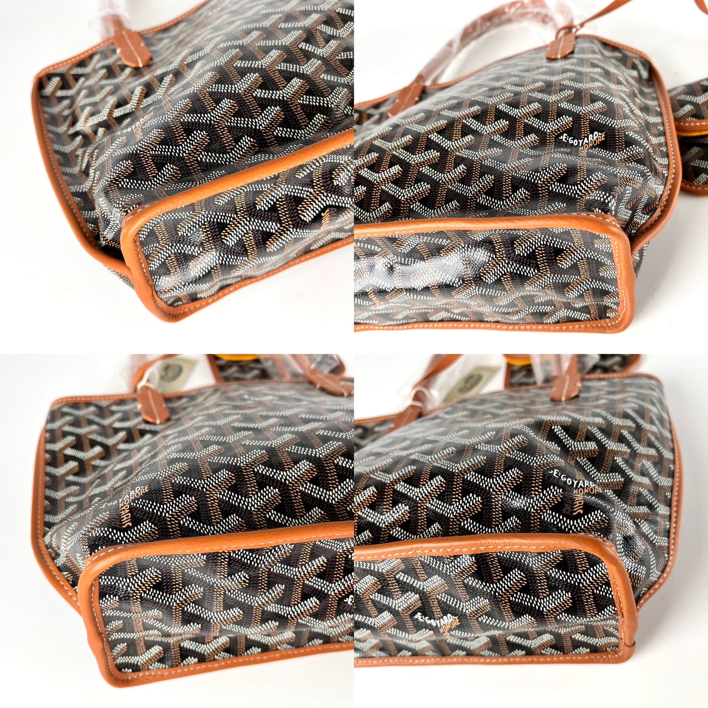 New Goyard Goyardine Black Tan Mini Anjou Reversible Tote Bag