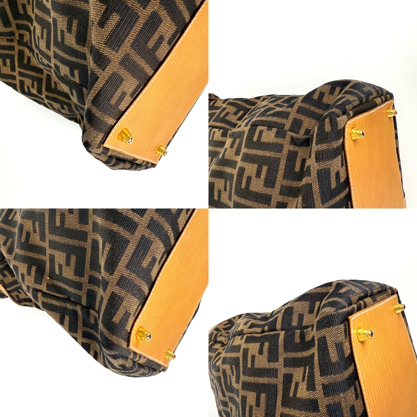 Vintage FENDI Zucca FF Brown Canvas Travel Weekender Tote Shoulder Bag