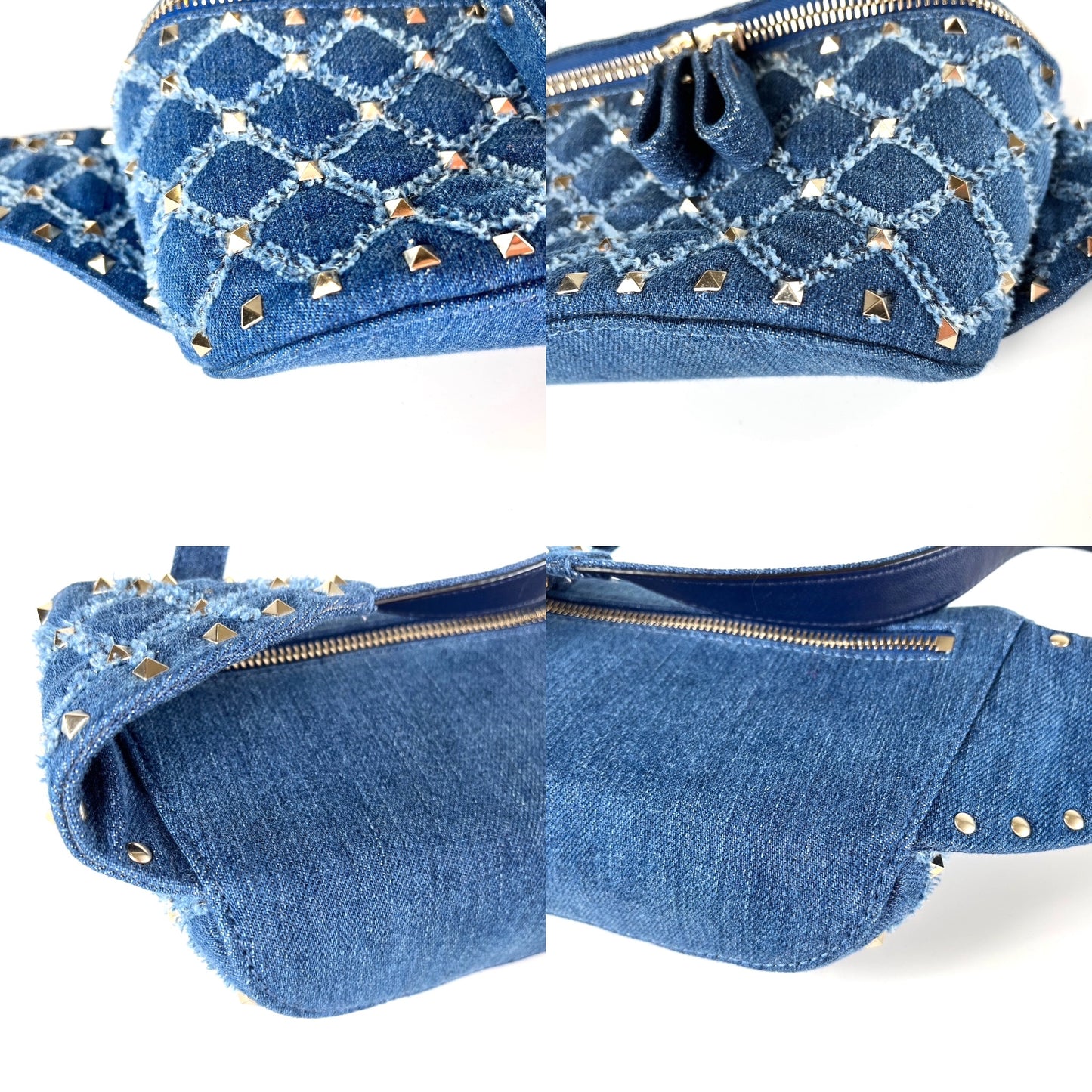 Valentino Rockstud Denim Blue Waist Belt Bag