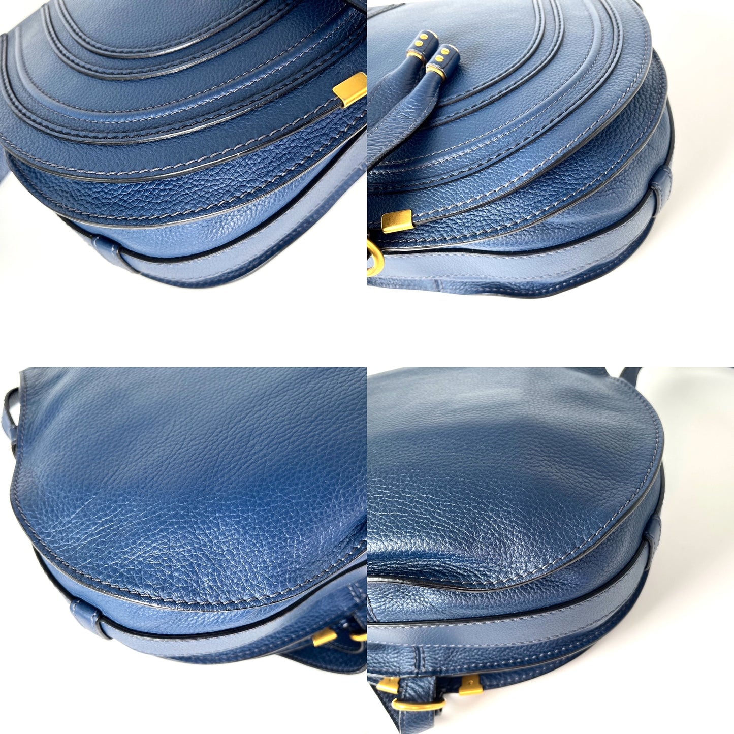 CHLOE Marcie Medium Navy Blue Saddle Crossbody Bag