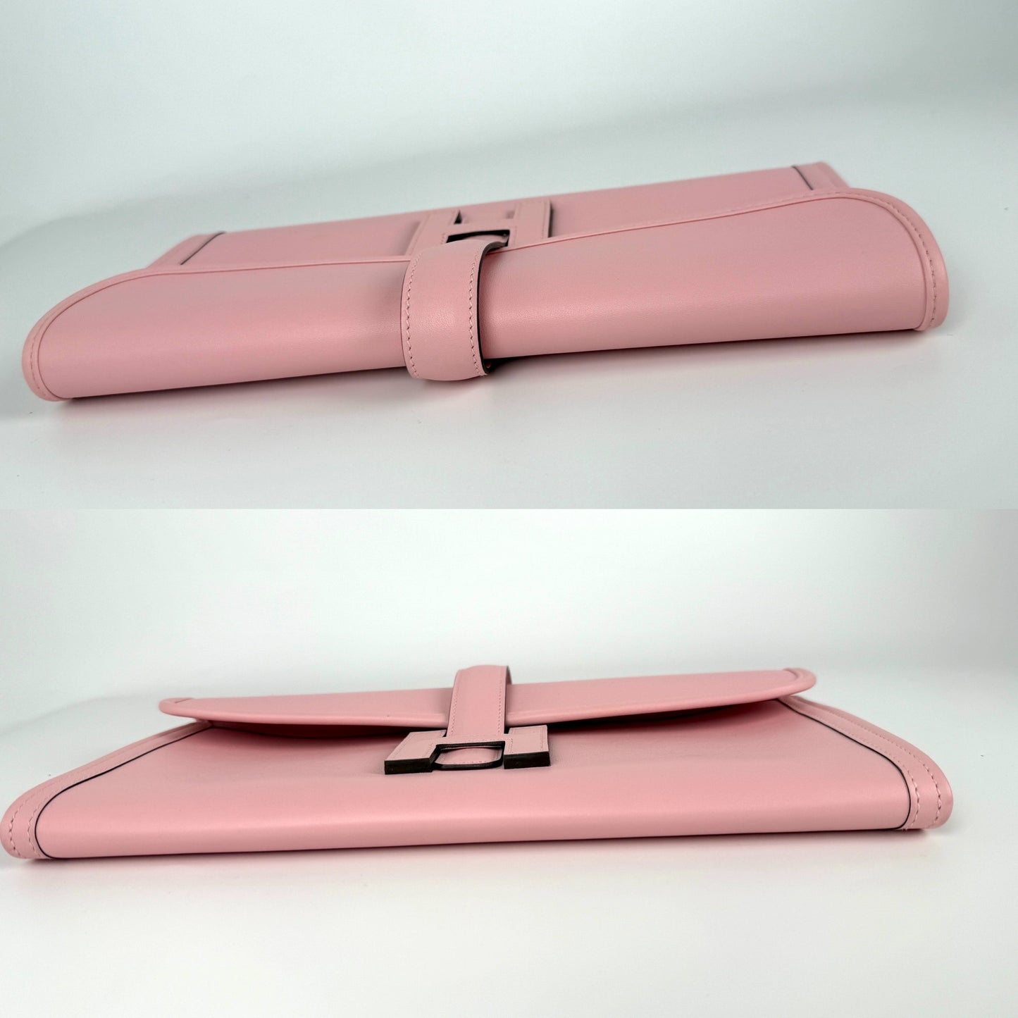 HERMES Jige Elan 29 Rose Sakura Pink Swift Leather Clutch