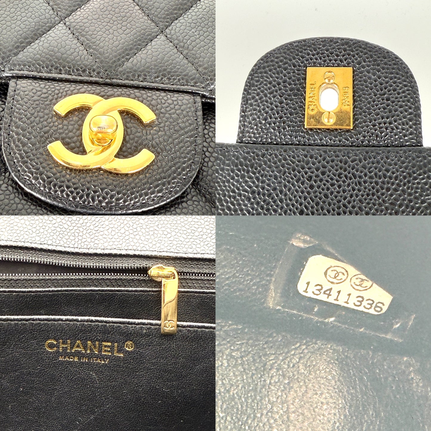 CHANEL Maxi Jumbo Classic Black Caviar Quilted Gold Hardware Single Flap Shoulder Crossbody Bag