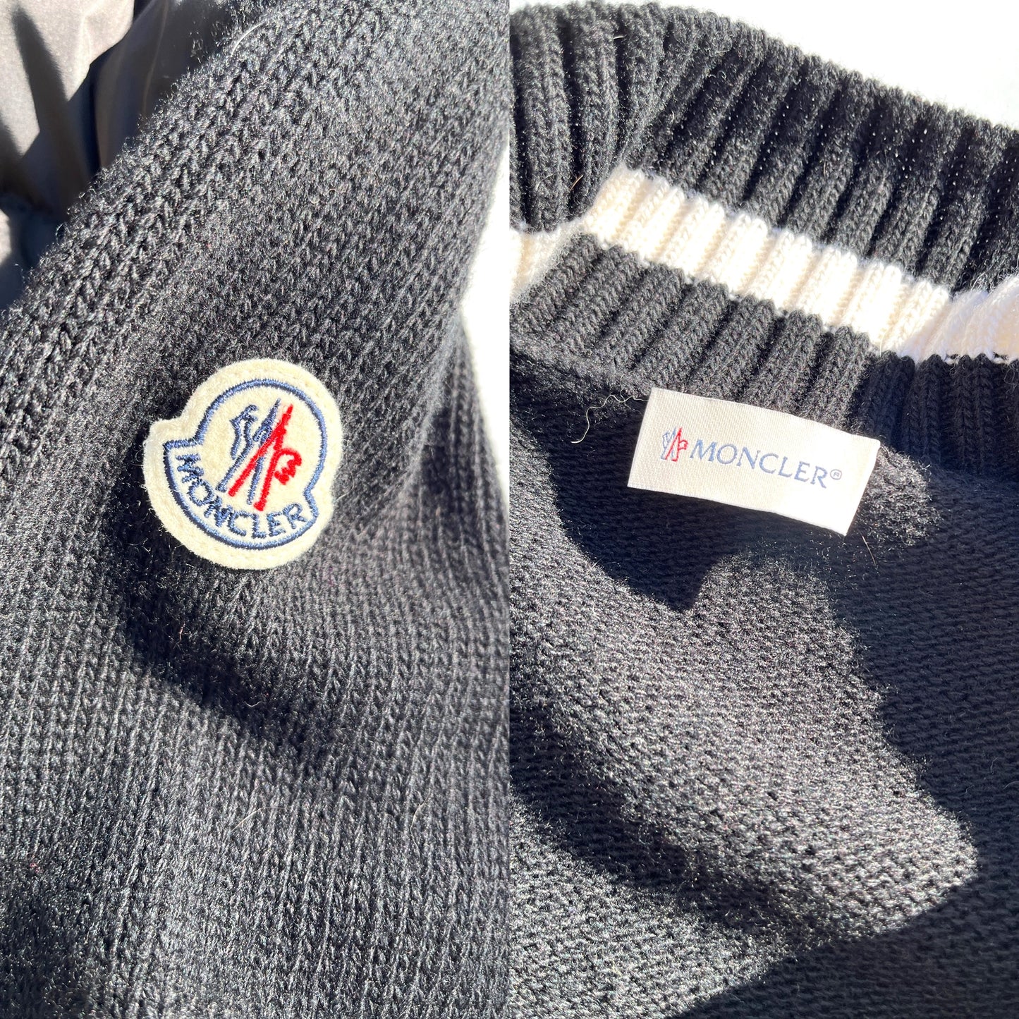 Moncler Black Wool Padded Zip Cardigan Tricot Down Sweater Jacket XL