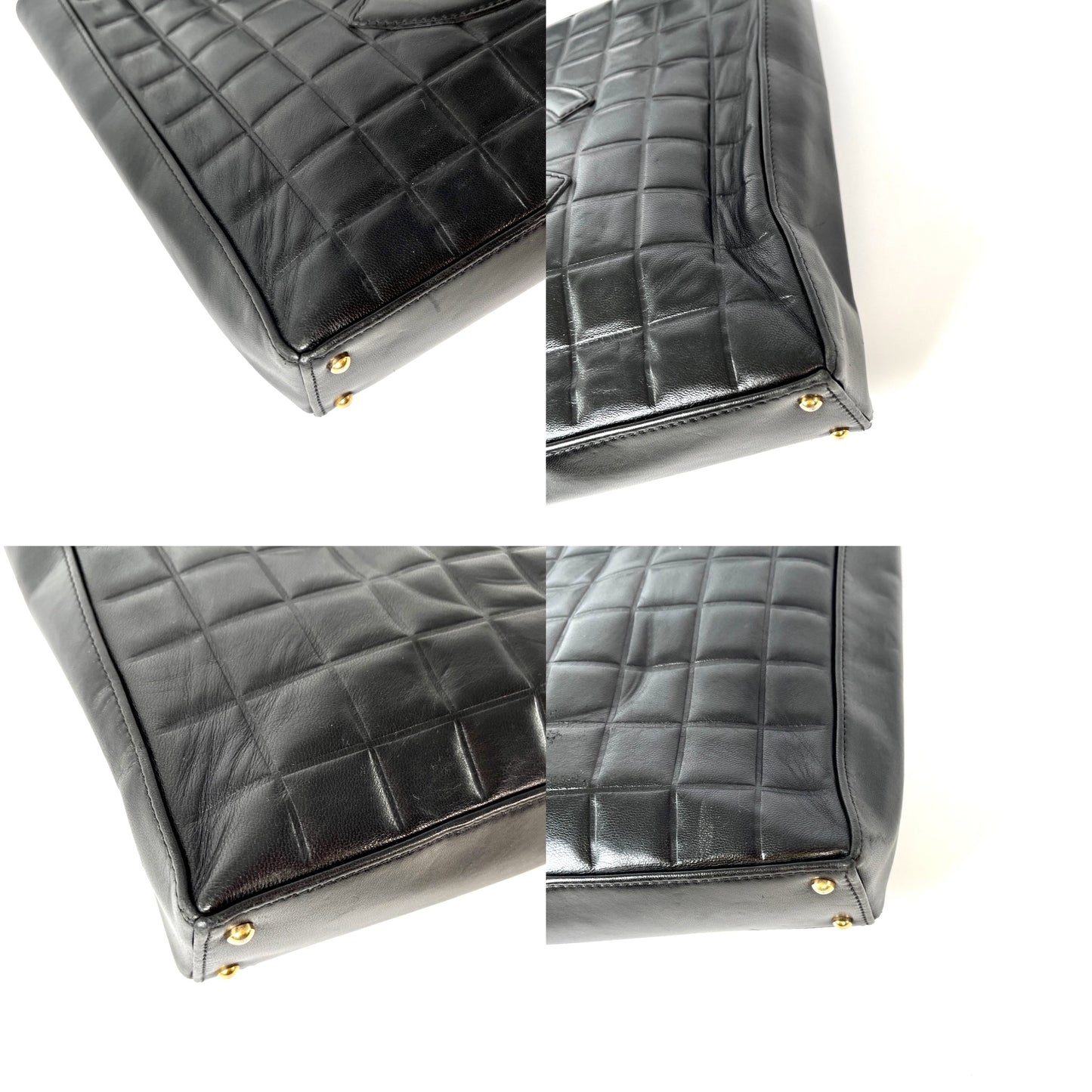 Vintage CHANEL Chocolate Bar Black Leather Shoulder Bag