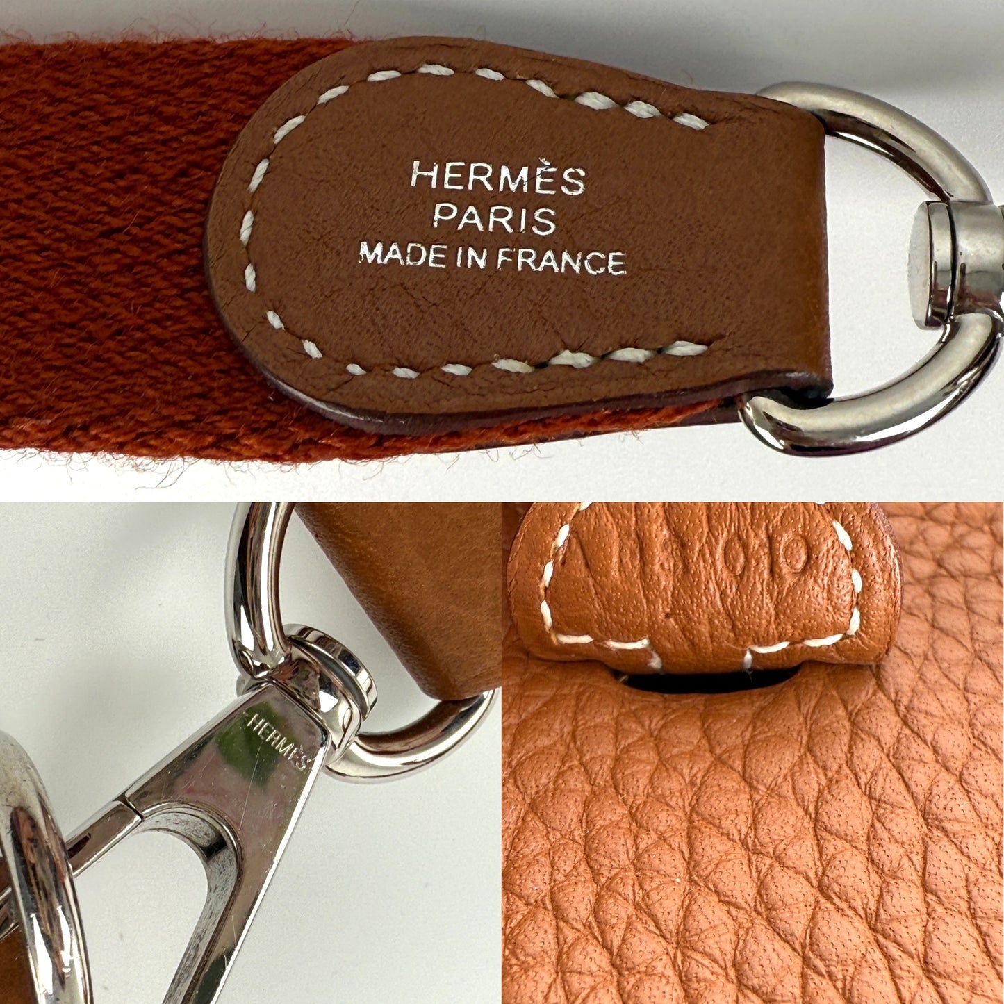 HERMES Mini Evelyne TPM 16 Gold Leather Crossbody Bag