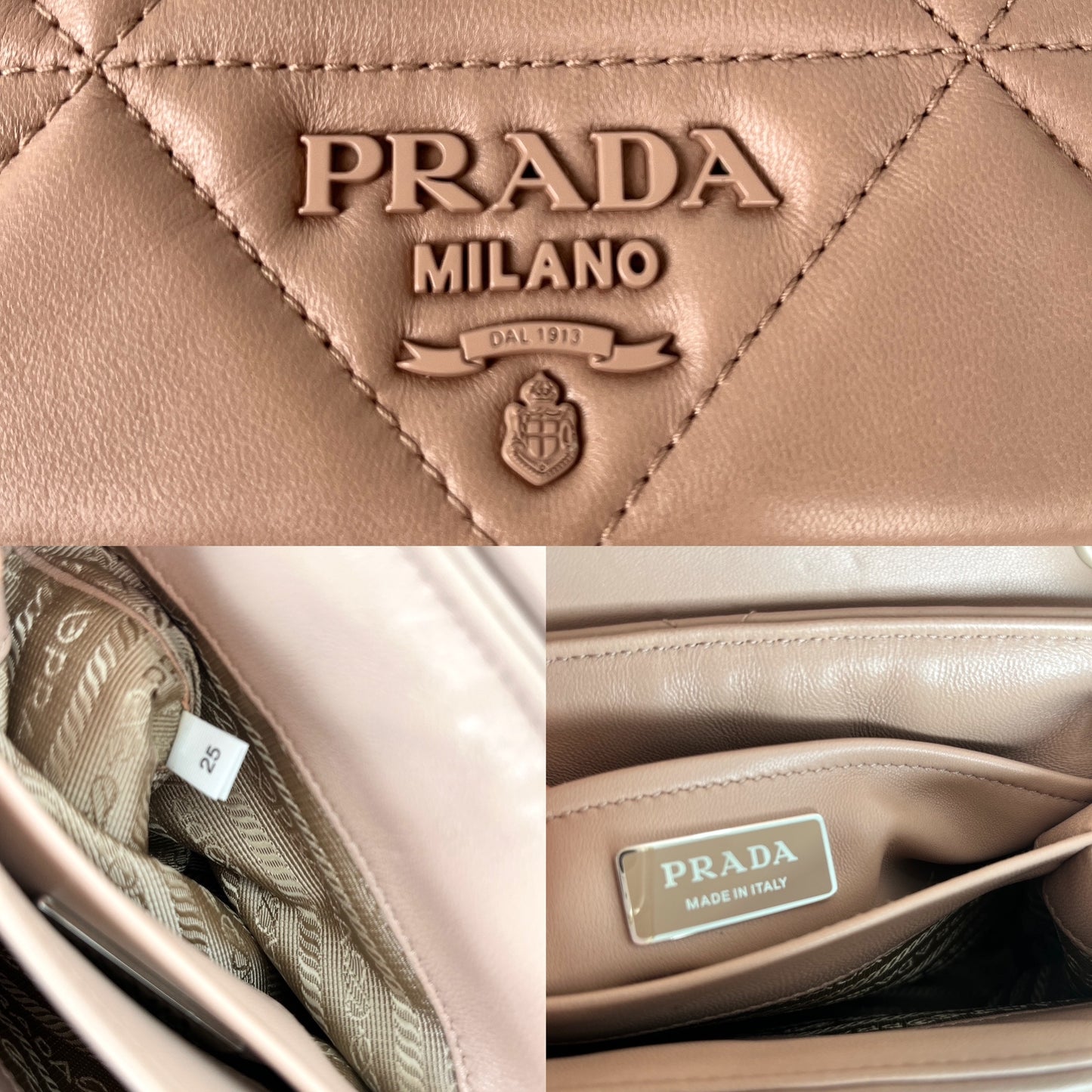 PRADA Nappa Triangle Stitched Small Spectrum Neutral Flap Bag