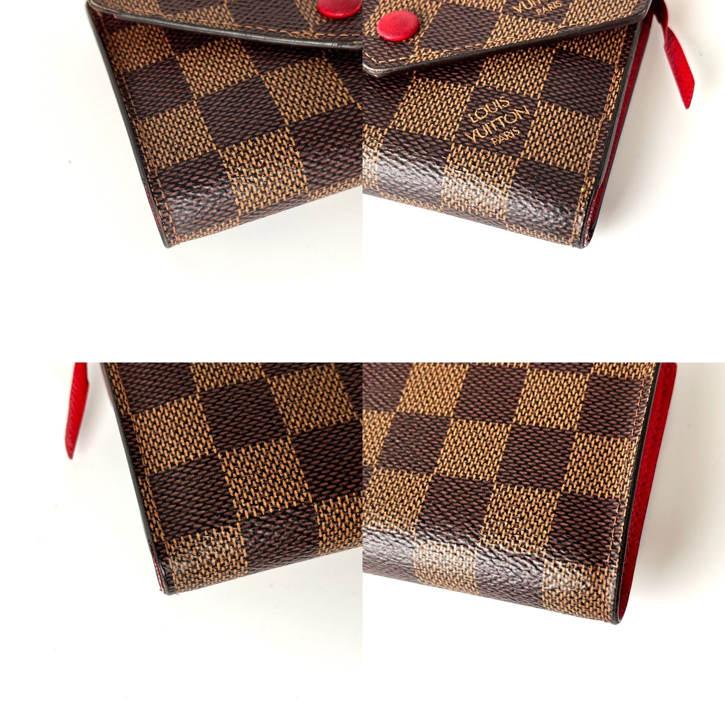 LOUIS VUITTON Victorine Damier Ebene 2020 Small Brown Red Flap Wallet