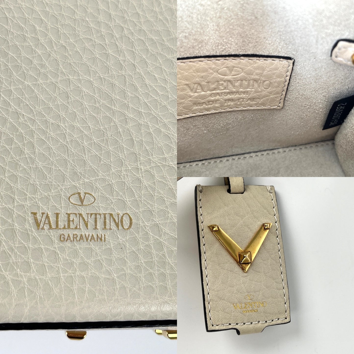 VALENTINO My Rockstud Mini Ivory Leather Crossbody Satchel Bag