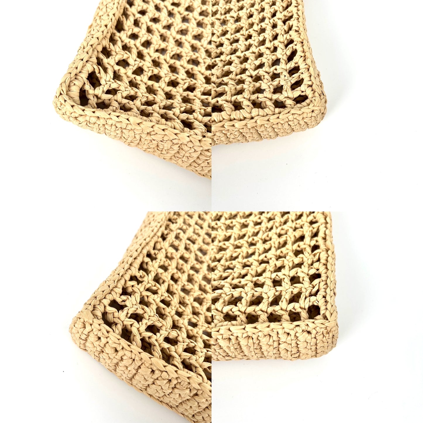 PRADA Raffia Grass Beige Natural Logo Tote Shoulder Bag