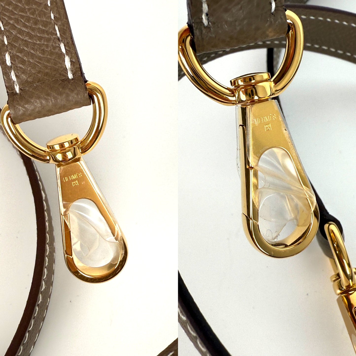 New HERMES Mini Evelyne Sellier TPM 16 Etoupe Leather Crossbody Bag