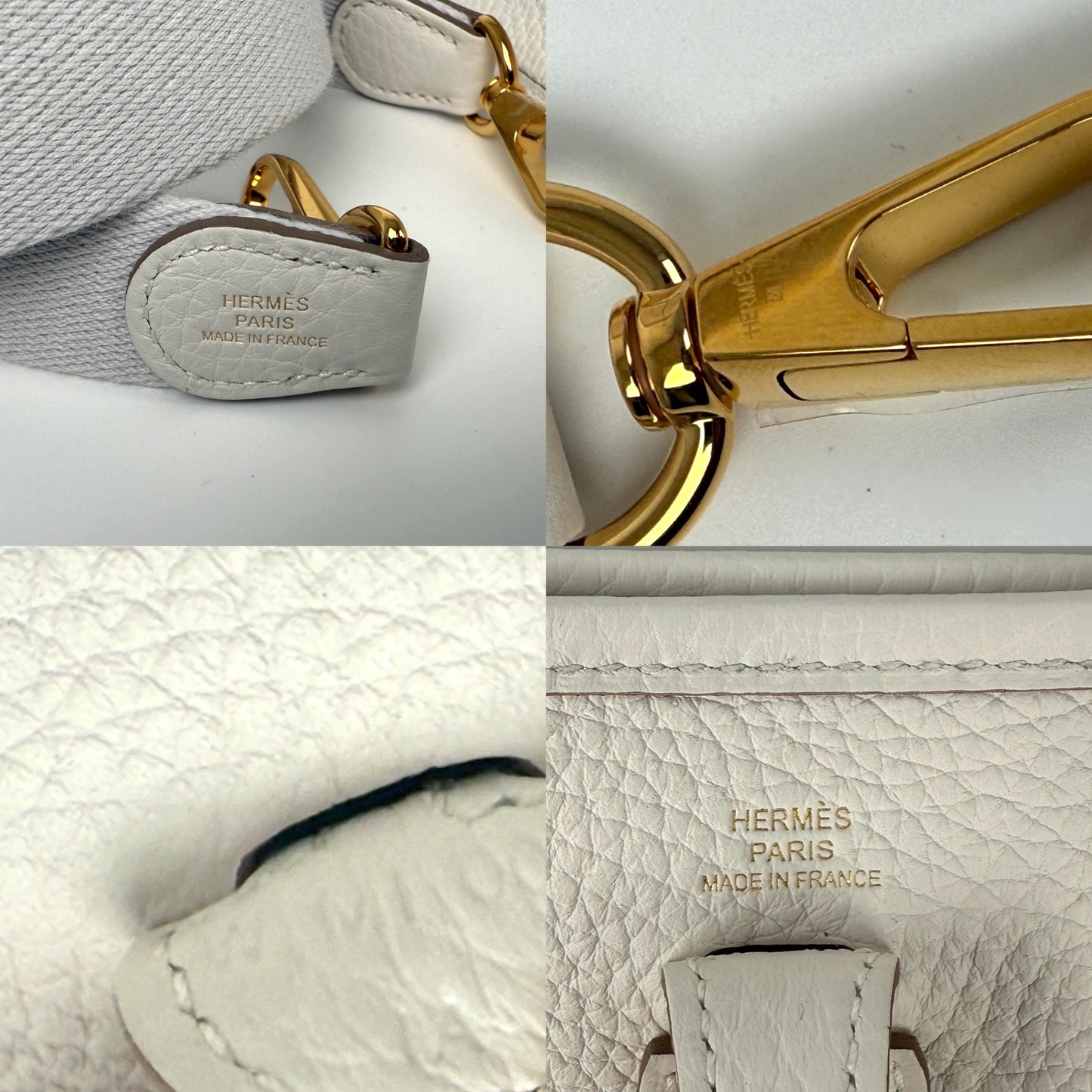 New HERMES Mini Evelyne TPM 16 Gris Pale Leather Crossbody Bag