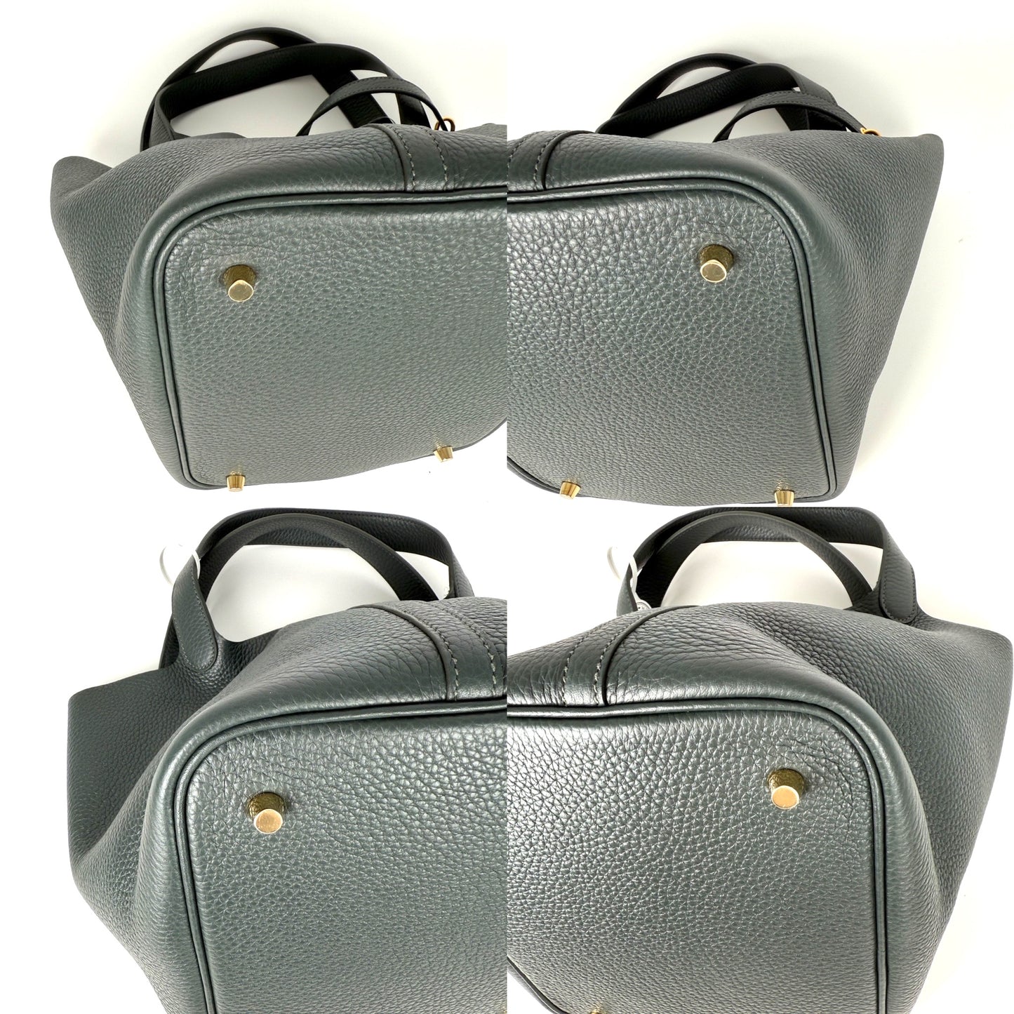 New HERMES Picotin Lock 22 MM Vert Mangrove Green Taurillon Clemence Satchel Top Handle Bag