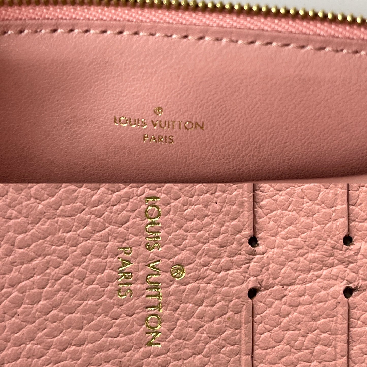 LOUIS VUITTON Felicie Rose Poudre Pink Monogram Empreinte Leather Pochette