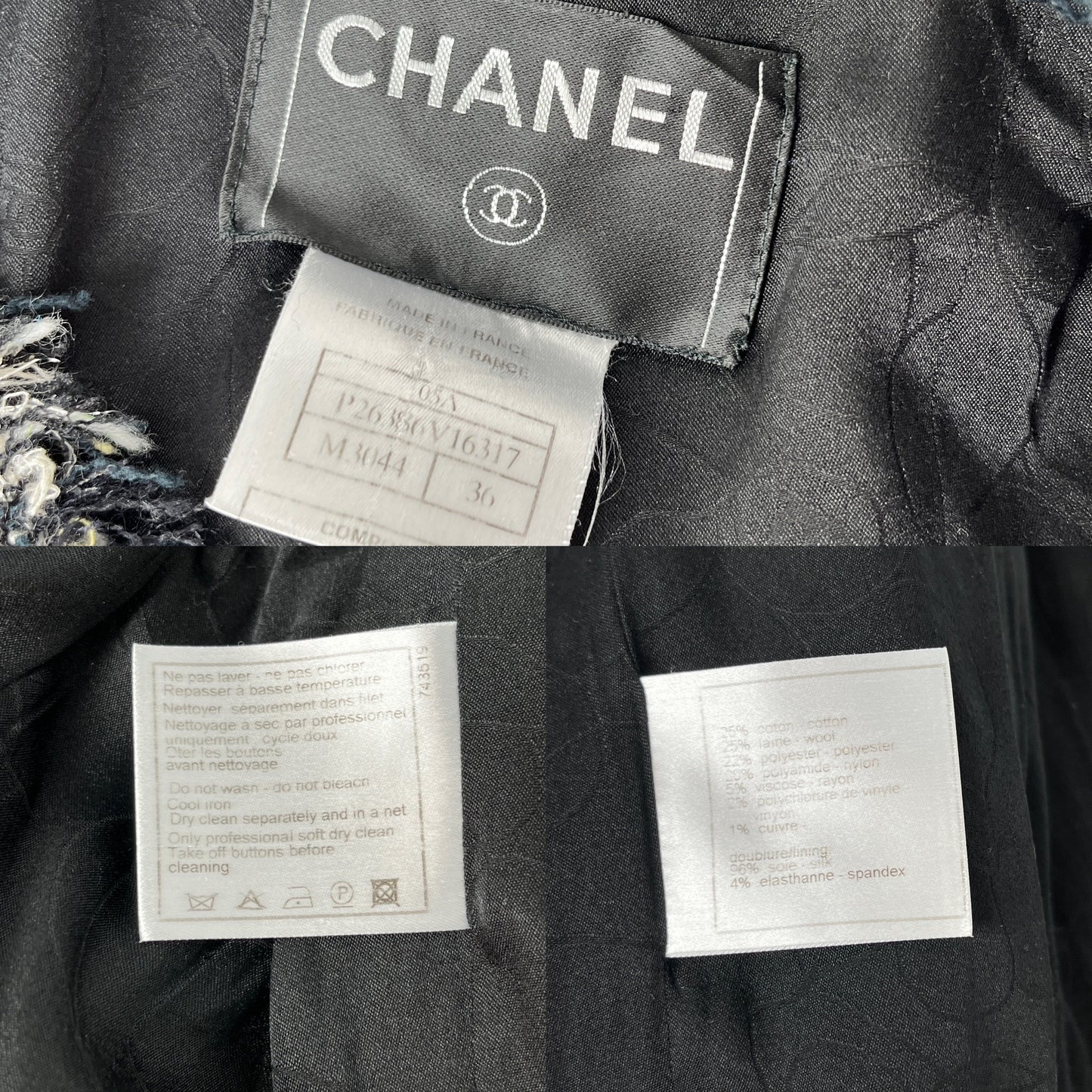 CHANEL Tweed 05A Black White Jacket Cardigan 36 4