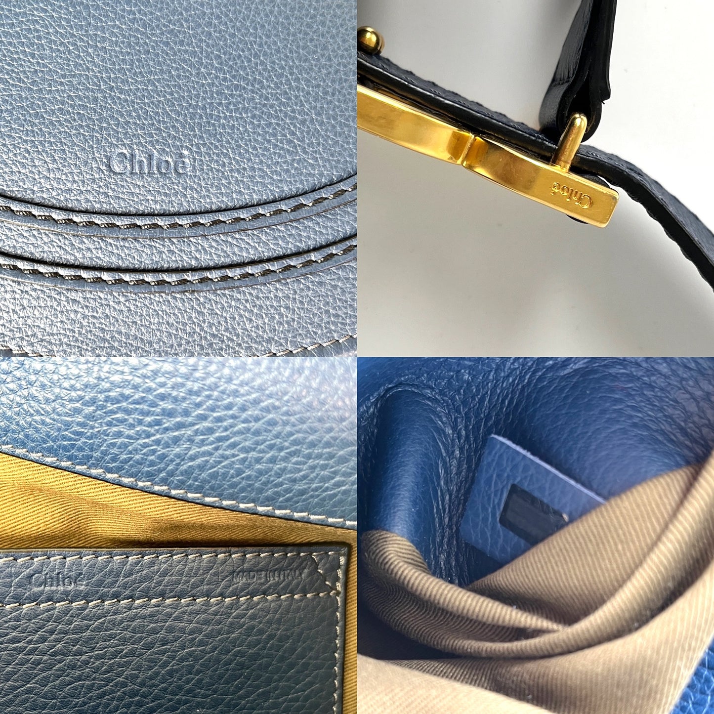 CHLOE Marcie Medium Navy Blue Saddle Crossbody Bag