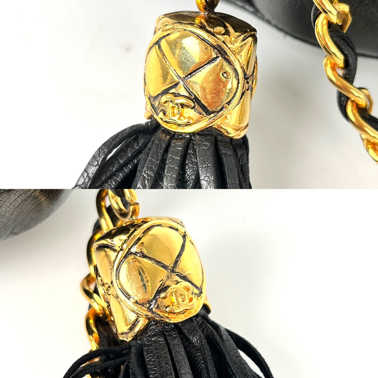 Vintage CHANEL 24k Gold Black Lambskin Leather Quilted Bucket Shoulder Bag