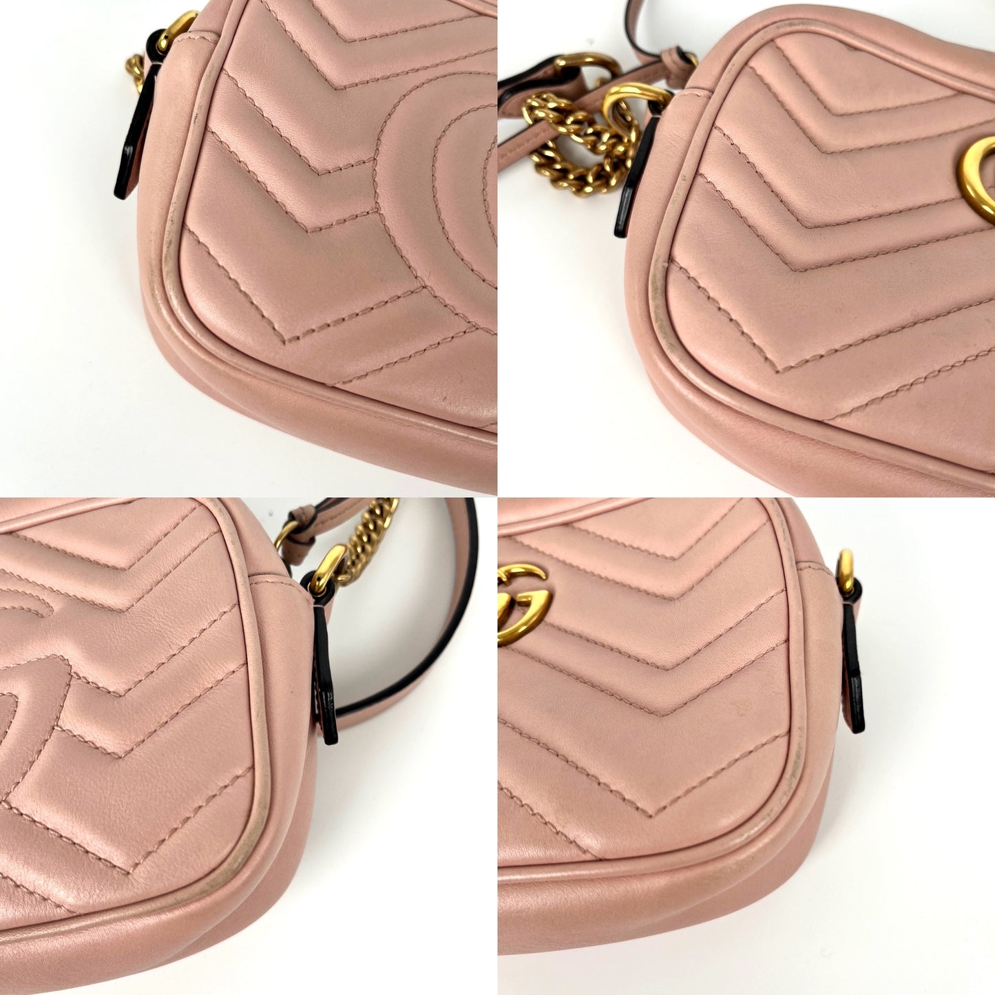 GUCCI Mini Camera Marmont Porcelain Rose Pink Crossbody Shoulder Bag