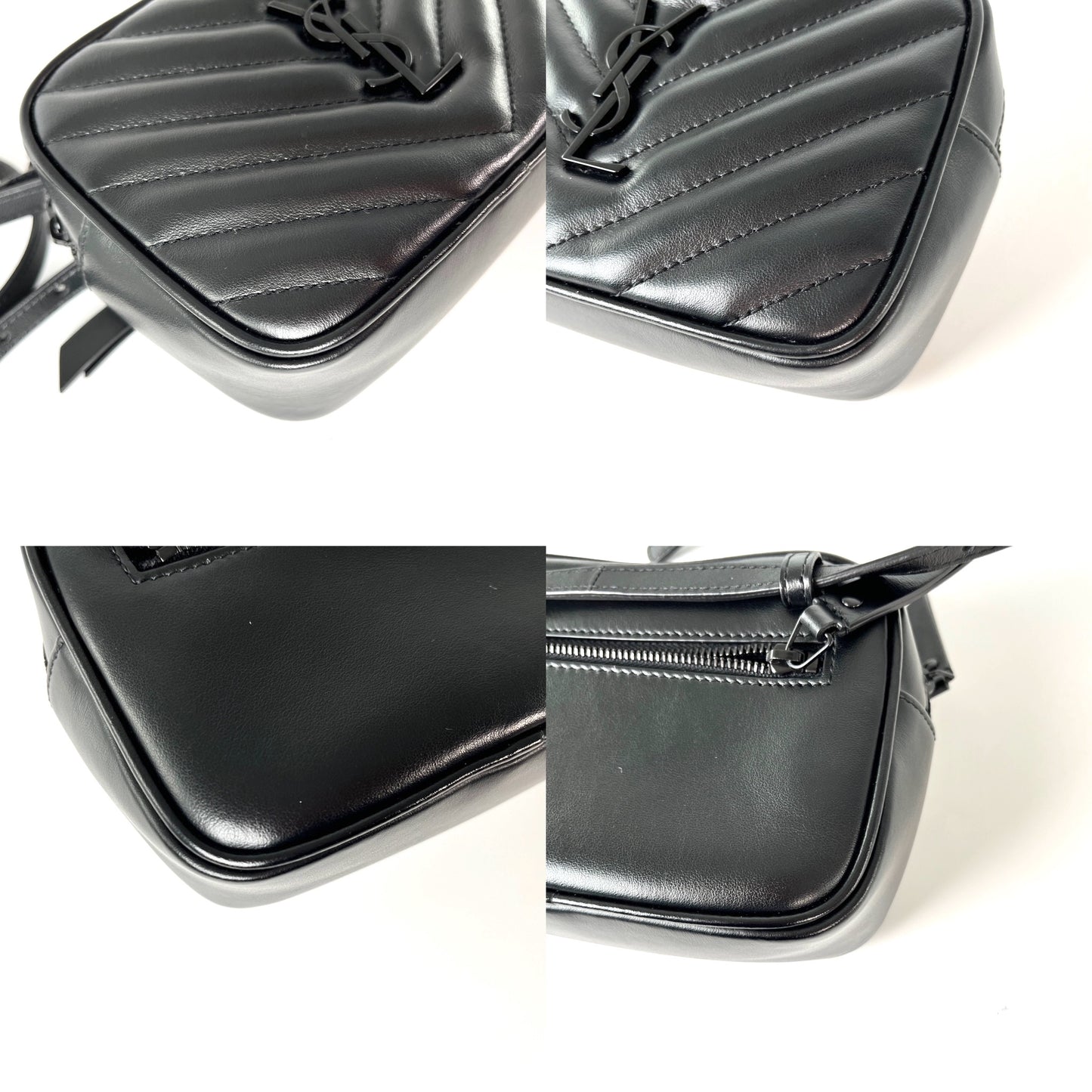 Saint Laurent YSL So Black Leather Chevron Bum Bag Waistbag