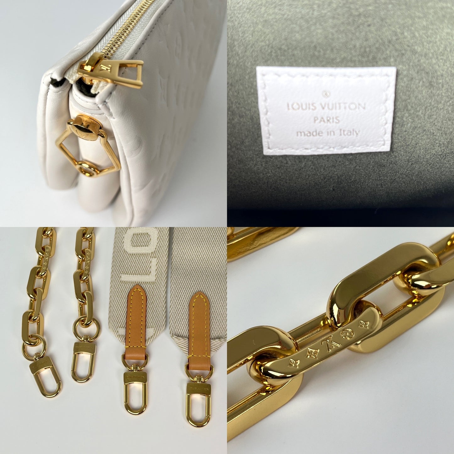 Louis Vuitton Coussin Cream Embossed Leather PM Bag