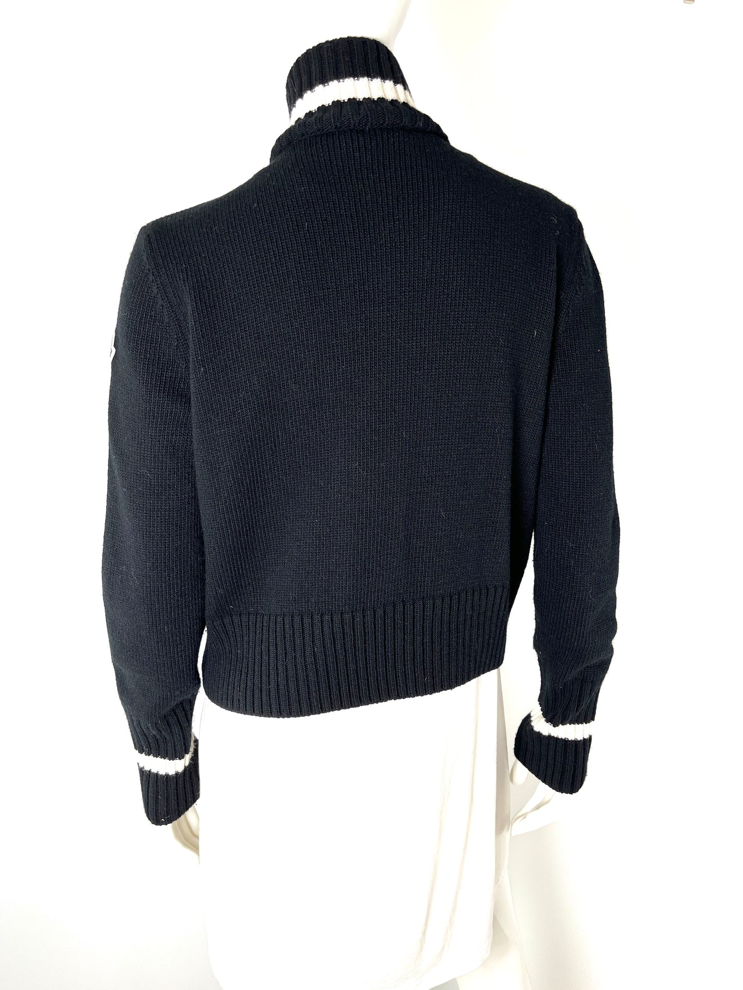 Moncler Black Wool Padded Zip Cardigan Tricot Down Sweater Jacket XL