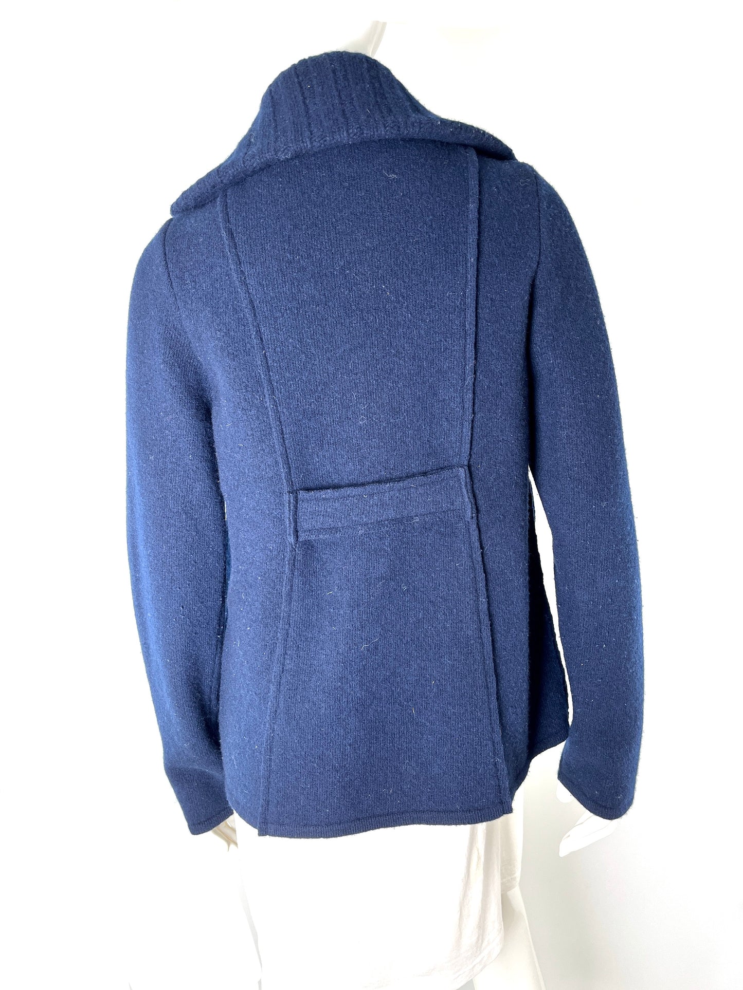 Moncler Navy Wool Padded Maglione Tricot Cardigan Down Jacket L
