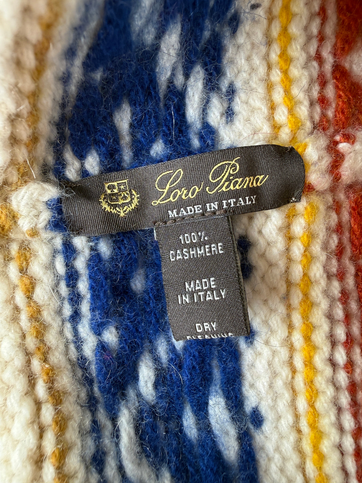 Loro Piana Pattern Printed Cashmere Winter Cream Green Red Beanie Hat
