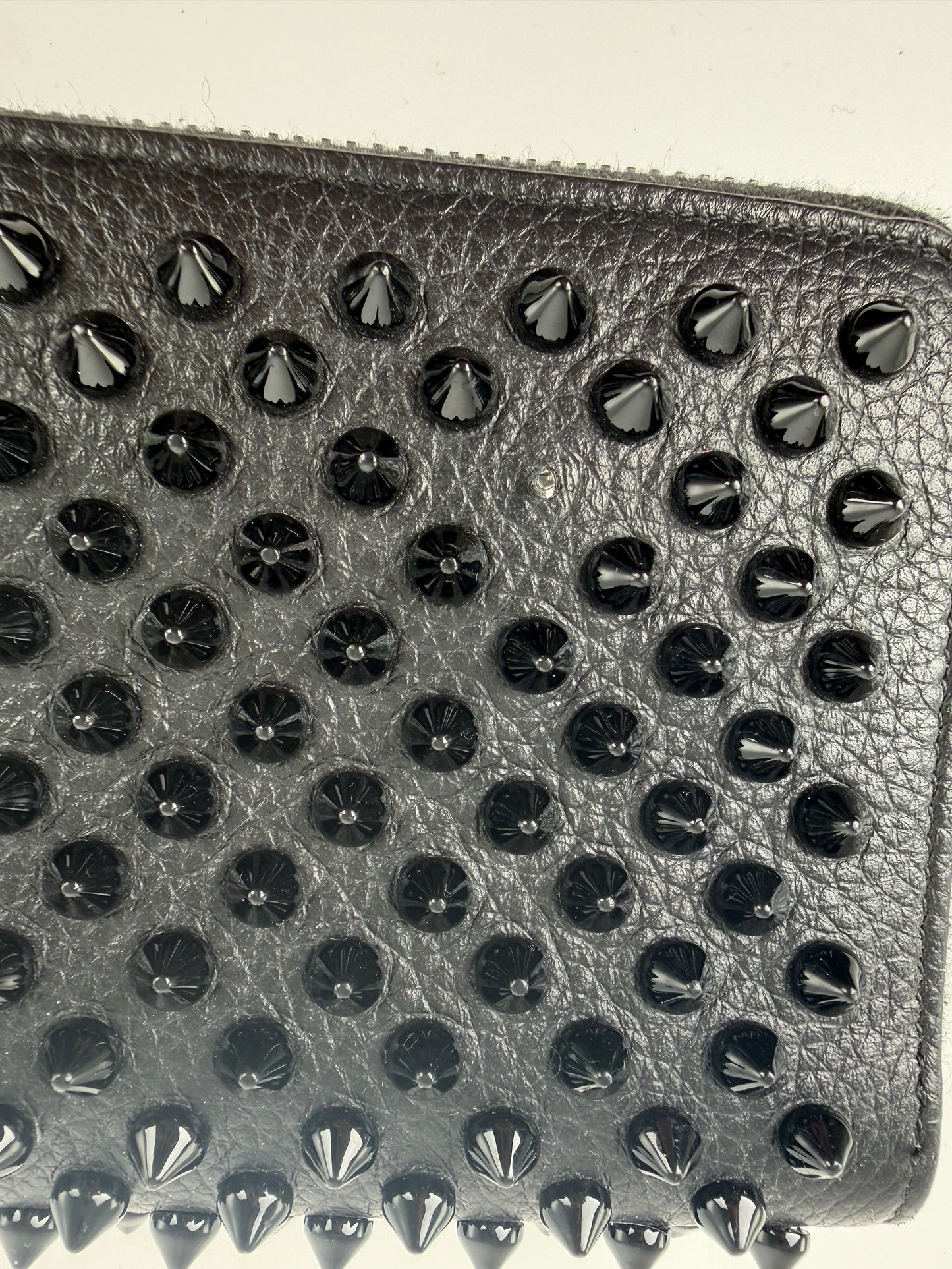 Christian Louboutin Panettone Black Calf Leather Spike Zip Long Wallet