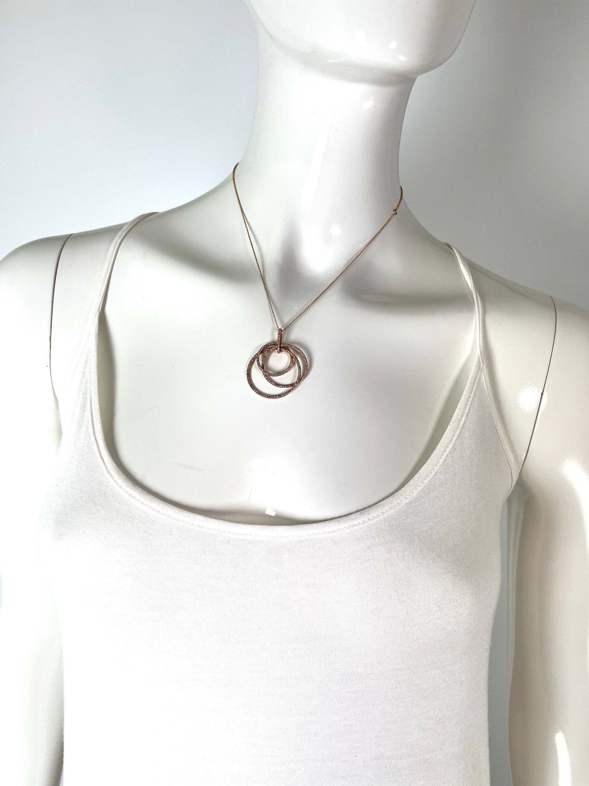 14k Rose Gold .98 Carat Diamond Circle Pendant Necklace