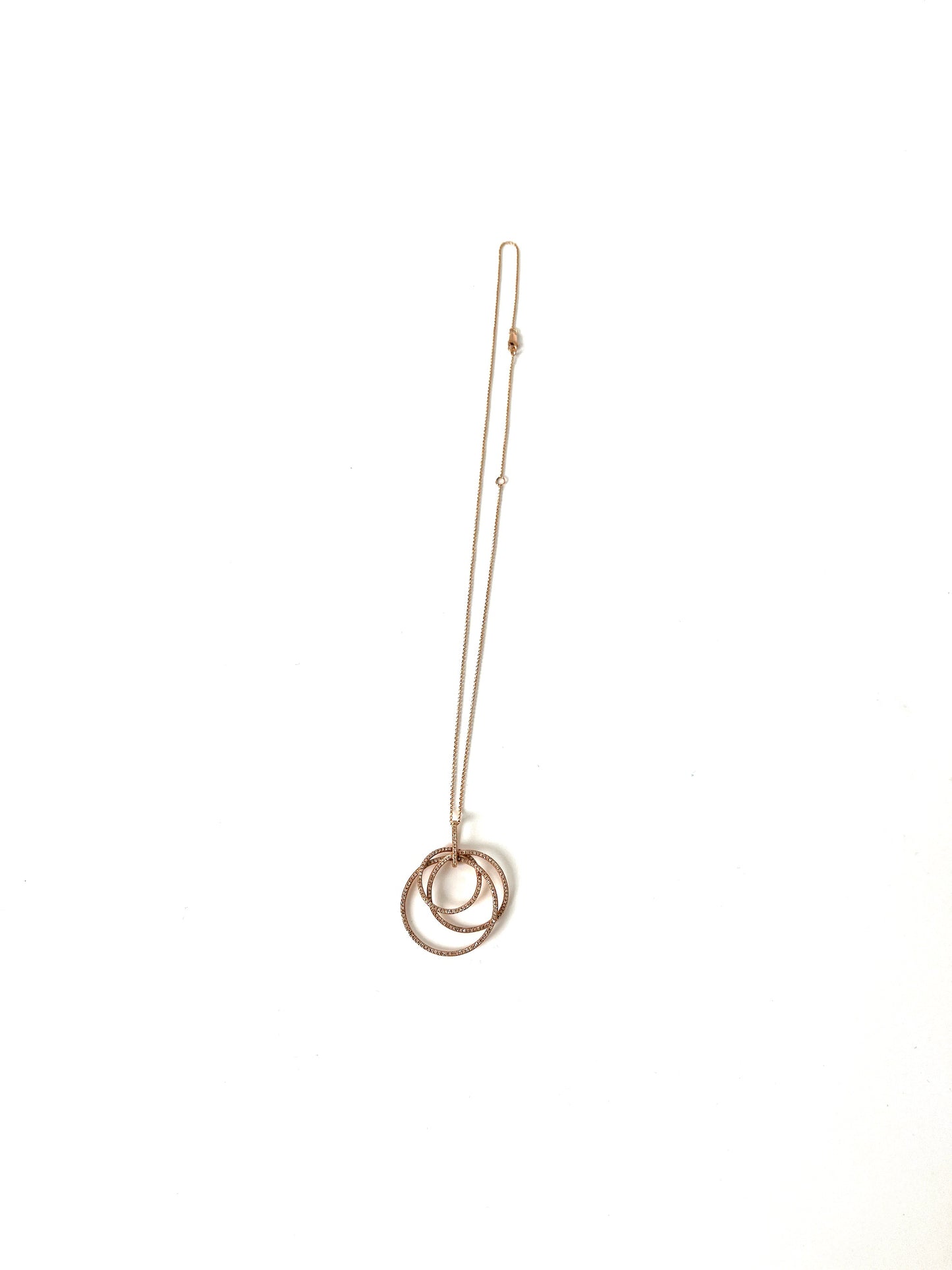 14k Rose Gold .98 Carat Diamond Circle Pendant Necklace