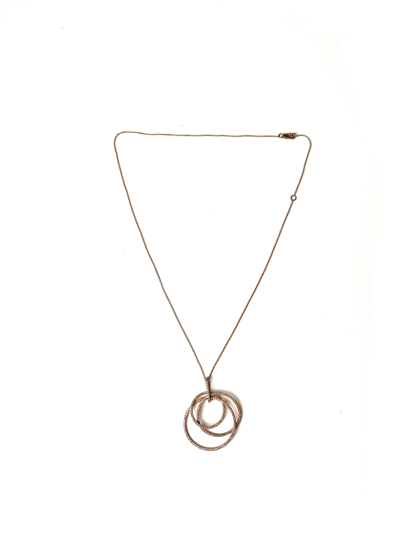 14k Rose Gold .98 Carat Diamond Circle Pendant Necklace