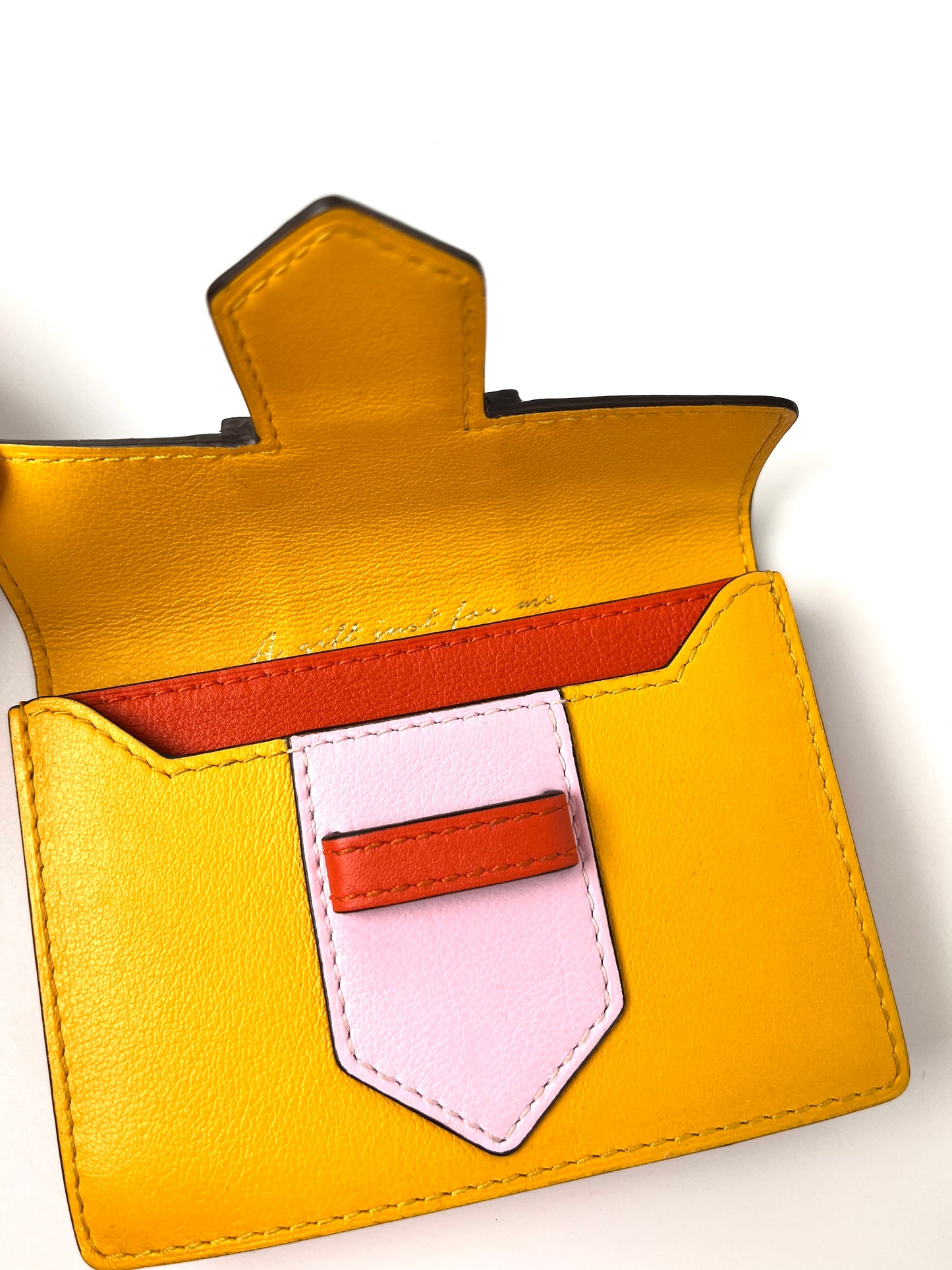 Delvaux Multicolor Yellow Blue Leather Flap Card Holder Case