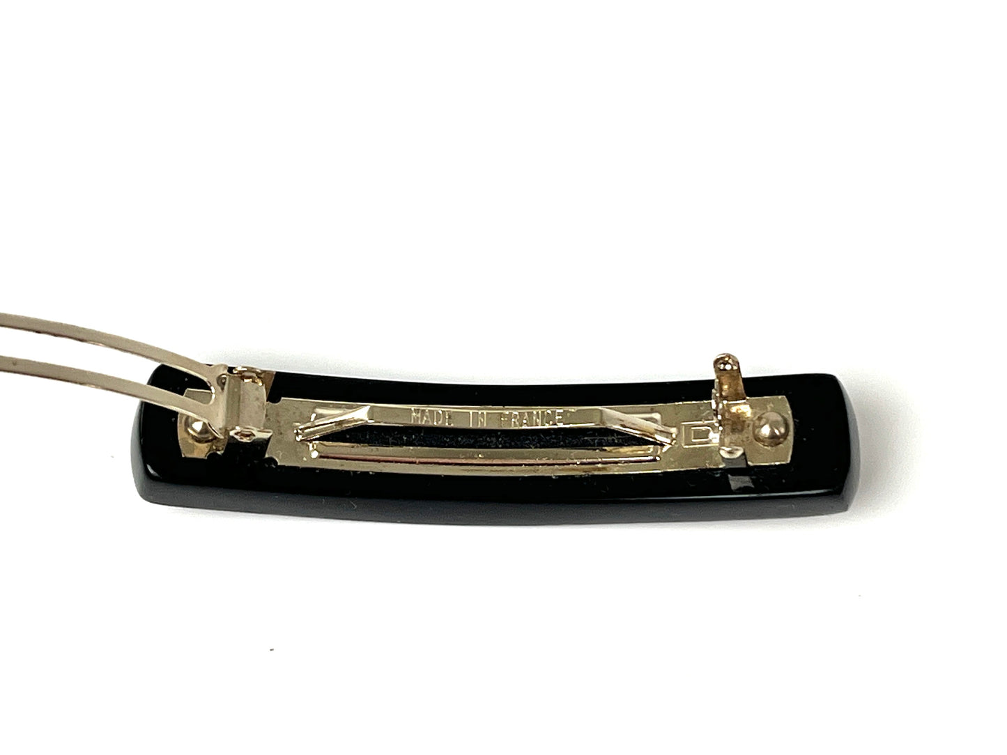 CHANEL Black Multi Logo Glitter Embellished Print Hair Clip